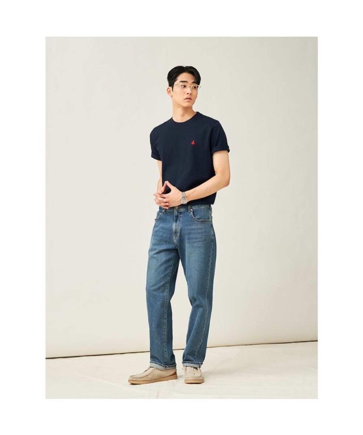 빈폴 멘(BEANPOLE MEN) [Essential] 수피마 코튼 라운드넥 티셔츠  네이비 (BC5242E12R)