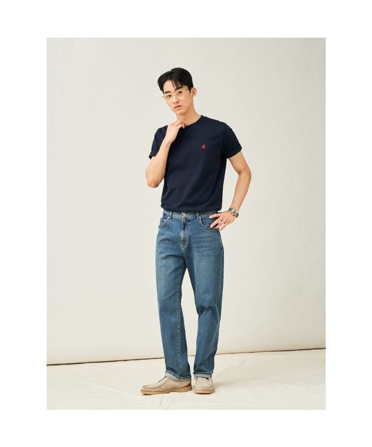 빈폴 멘(BEANPOLE MEN) [Essential] 수피마 코튼 라운드넥 티셔츠  네이비 (BC5242E12R)