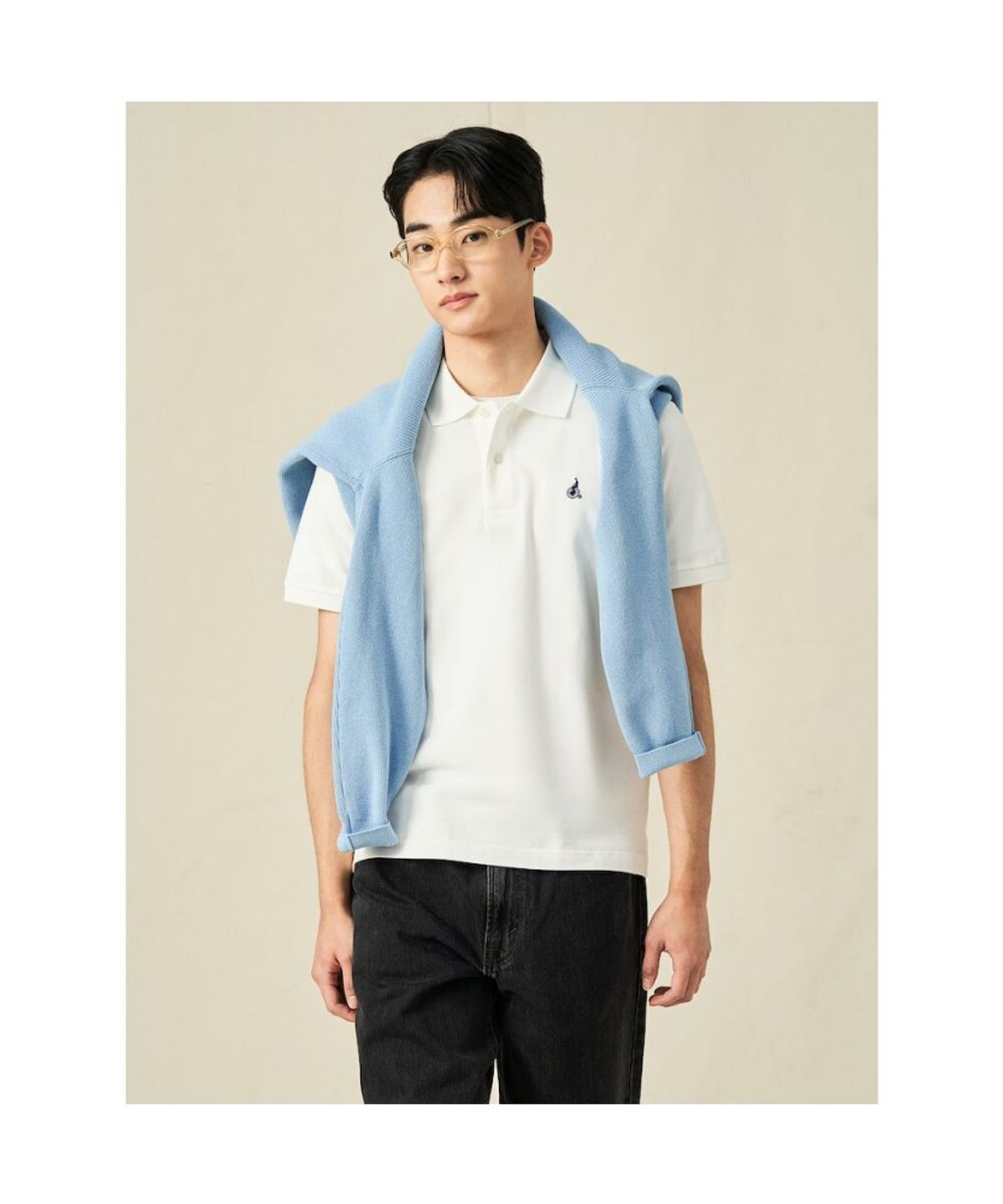 빈폴 멘(BEANPOLE MEN) [Essential] 남녀공용 수피마 코튼 피케 티셔츠  화이트