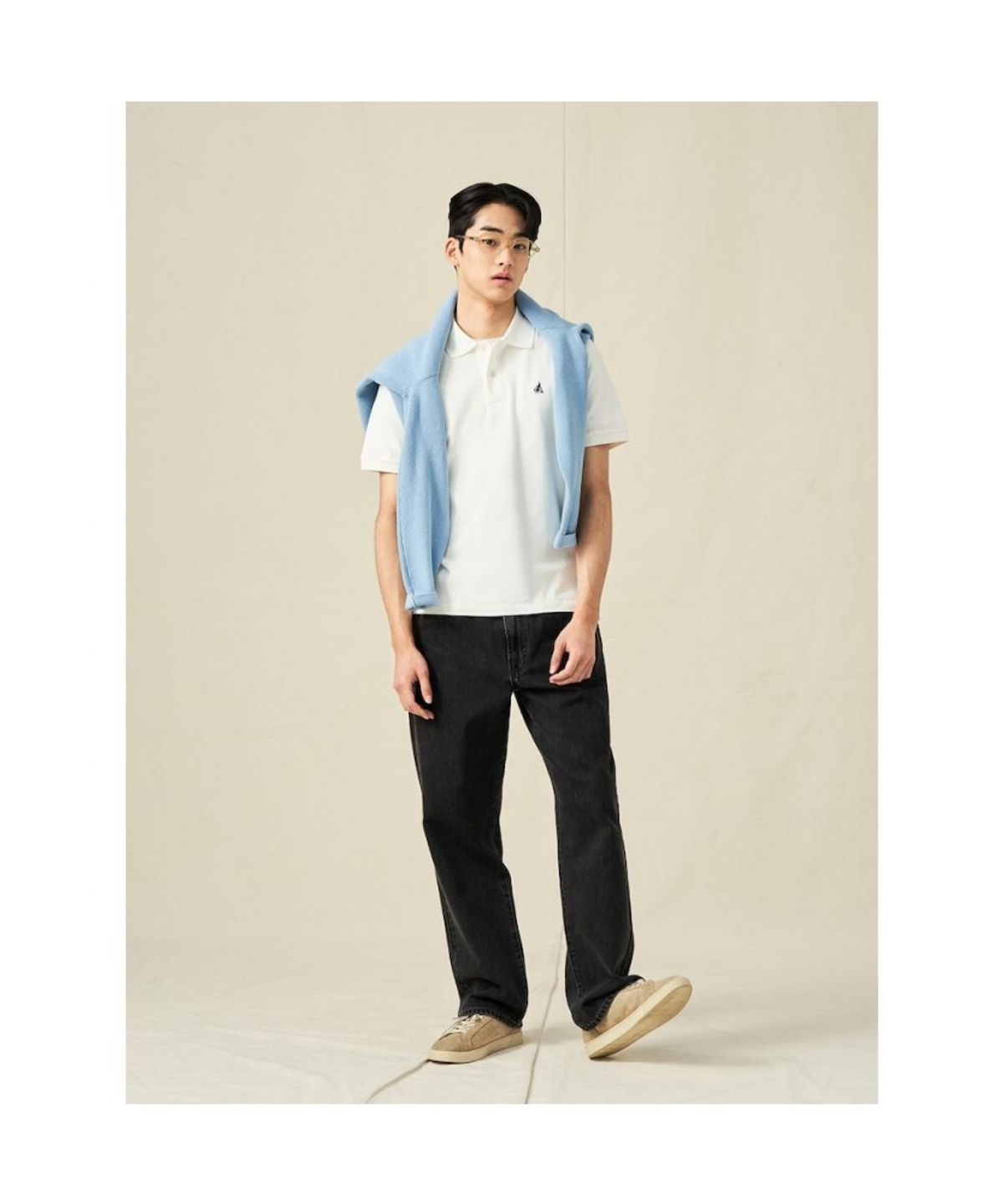 빈폴 멘(BEANPOLE MEN) [Essential] 남녀공용 수피마 코튼 피케 티셔츠  화이트