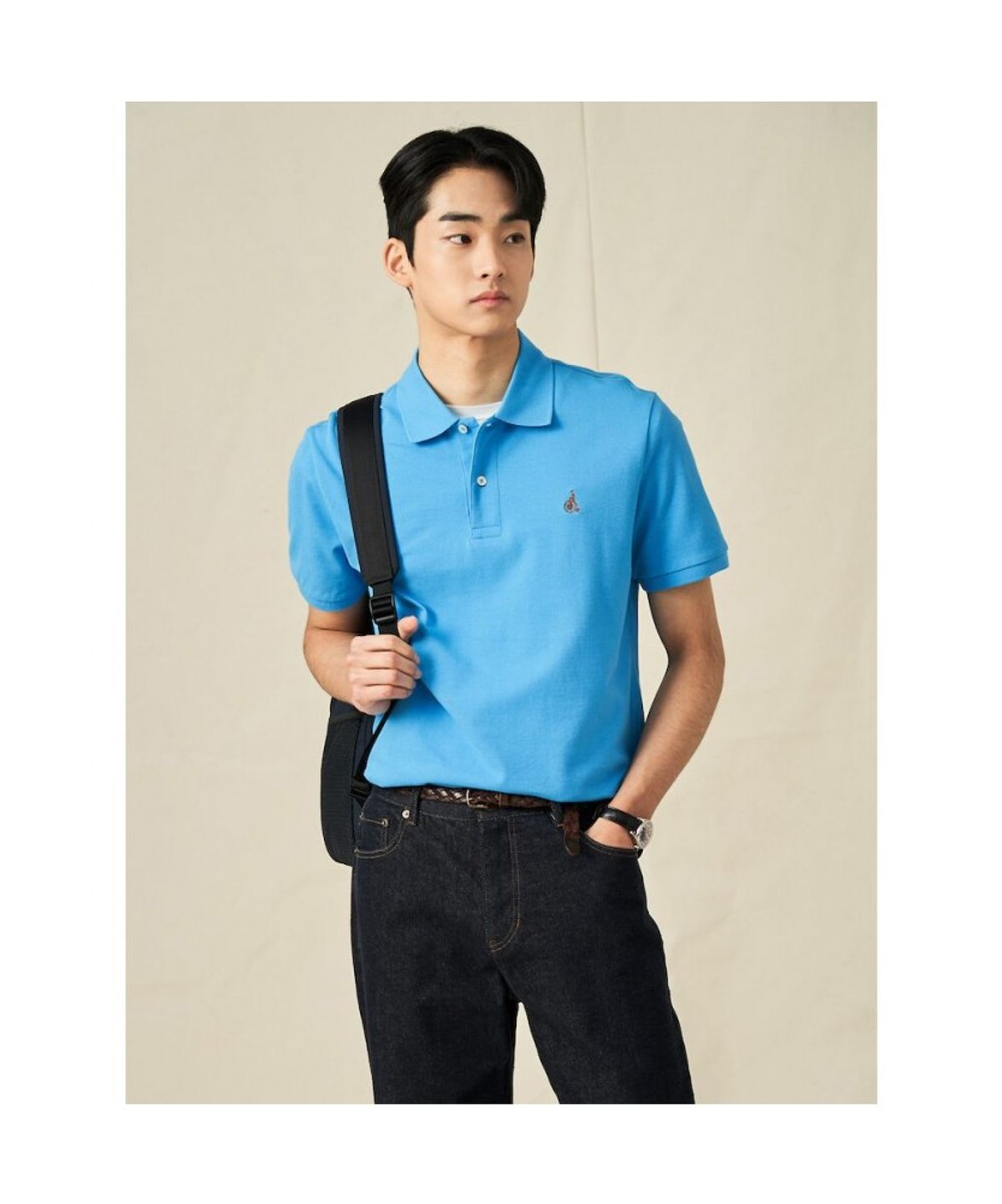 빈폴 멘(BEANPOLE MEN) [Essential] 남녀공용 수피마 코튼 피케 티셔츠  블루 (BC5242E11P)