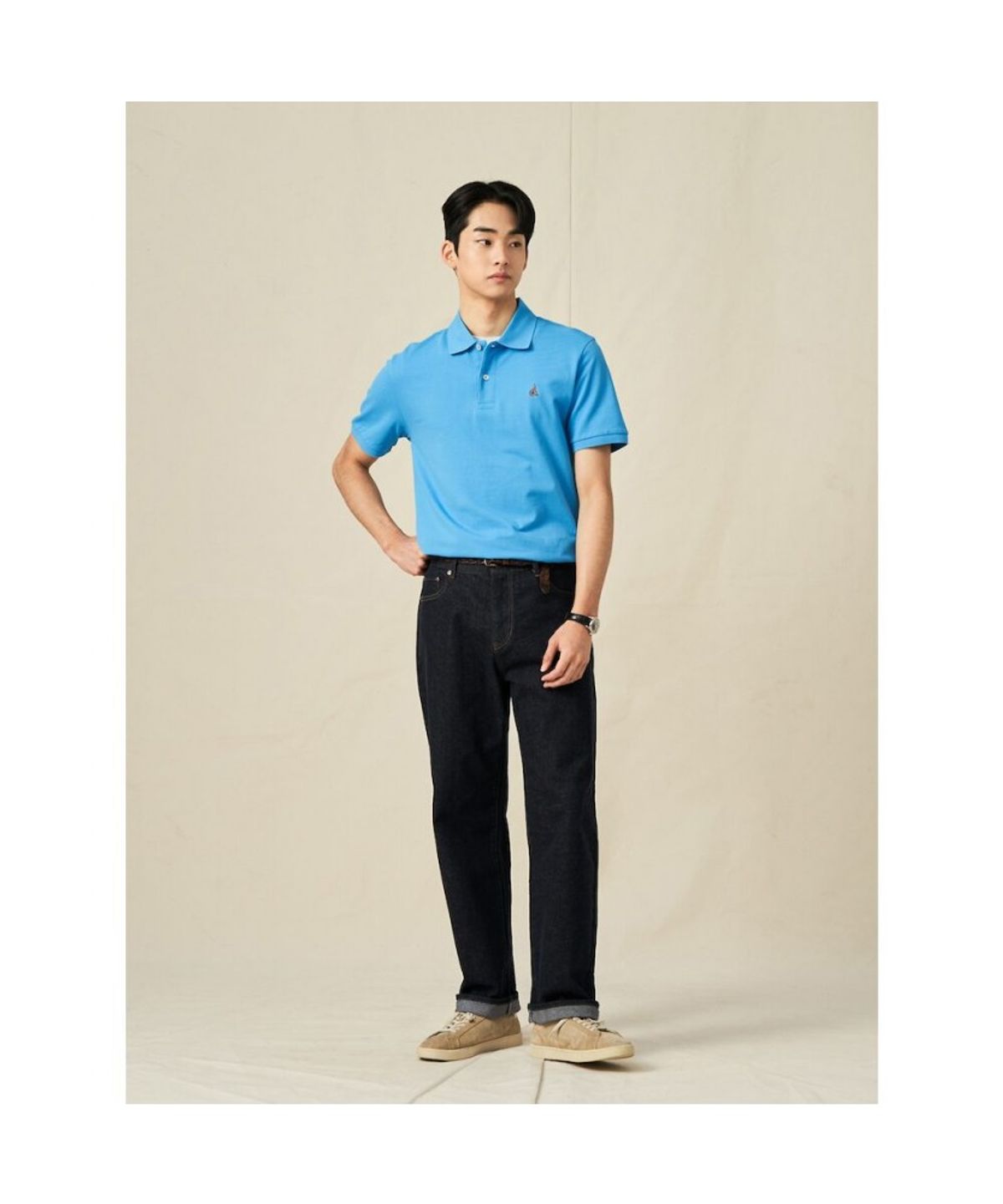빈폴 멘(BEANPOLE MEN) [Essential] 남녀공용 수피마 코튼 피케 티셔츠  블루 (BC5242E11P)