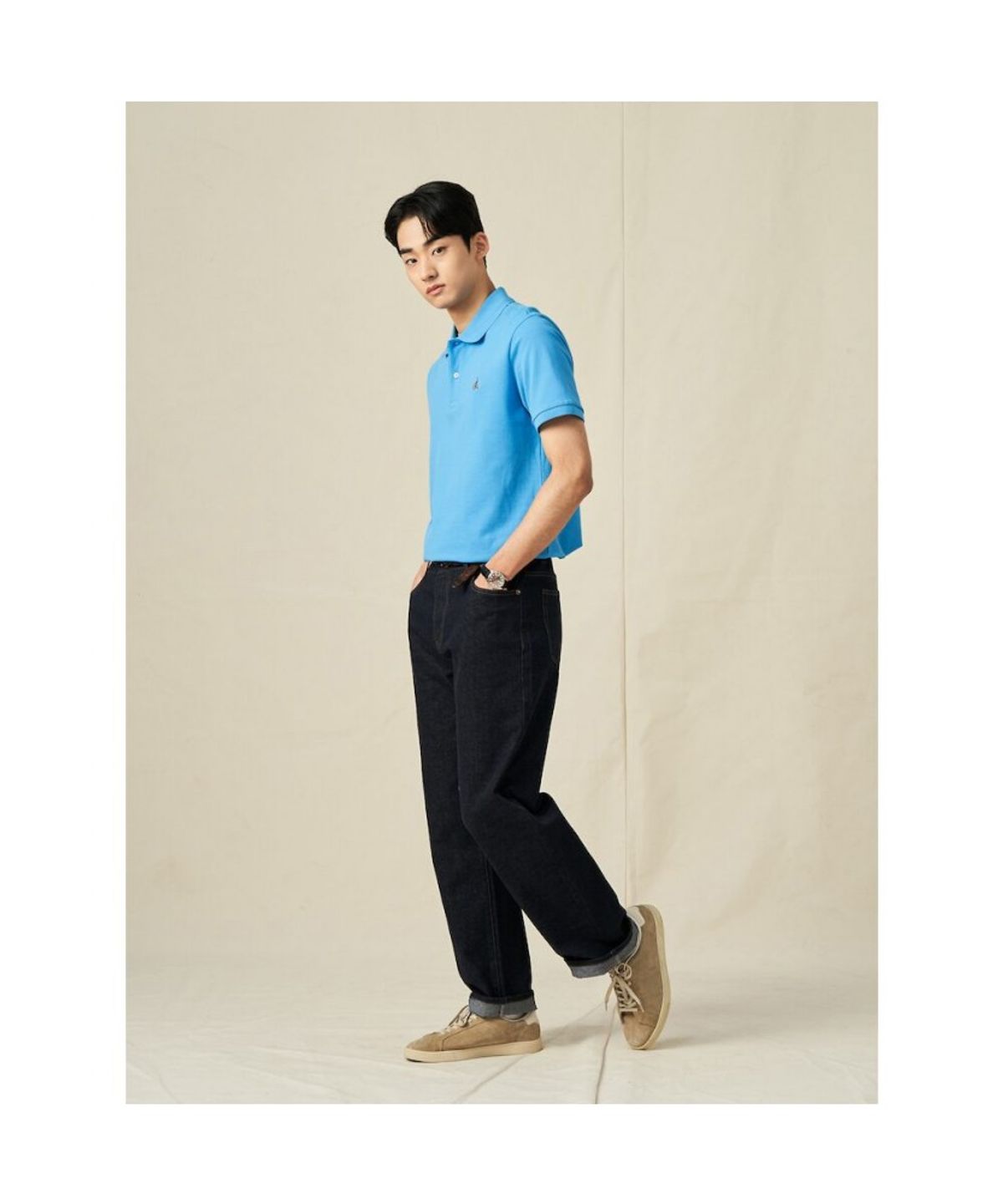 빈폴 멘(BEANPOLE MEN) [Essential] 남녀공용 수피마 코튼 피케 티셔츠  블루 (BC5242E11P)