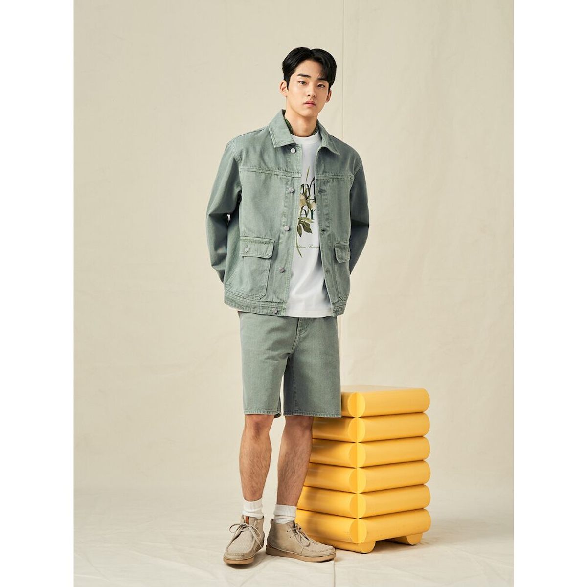 빈폴 멘(BEANPOLE MEN) [Reedition] 프린트 티셔츠  아이보리 (BC5242S010)