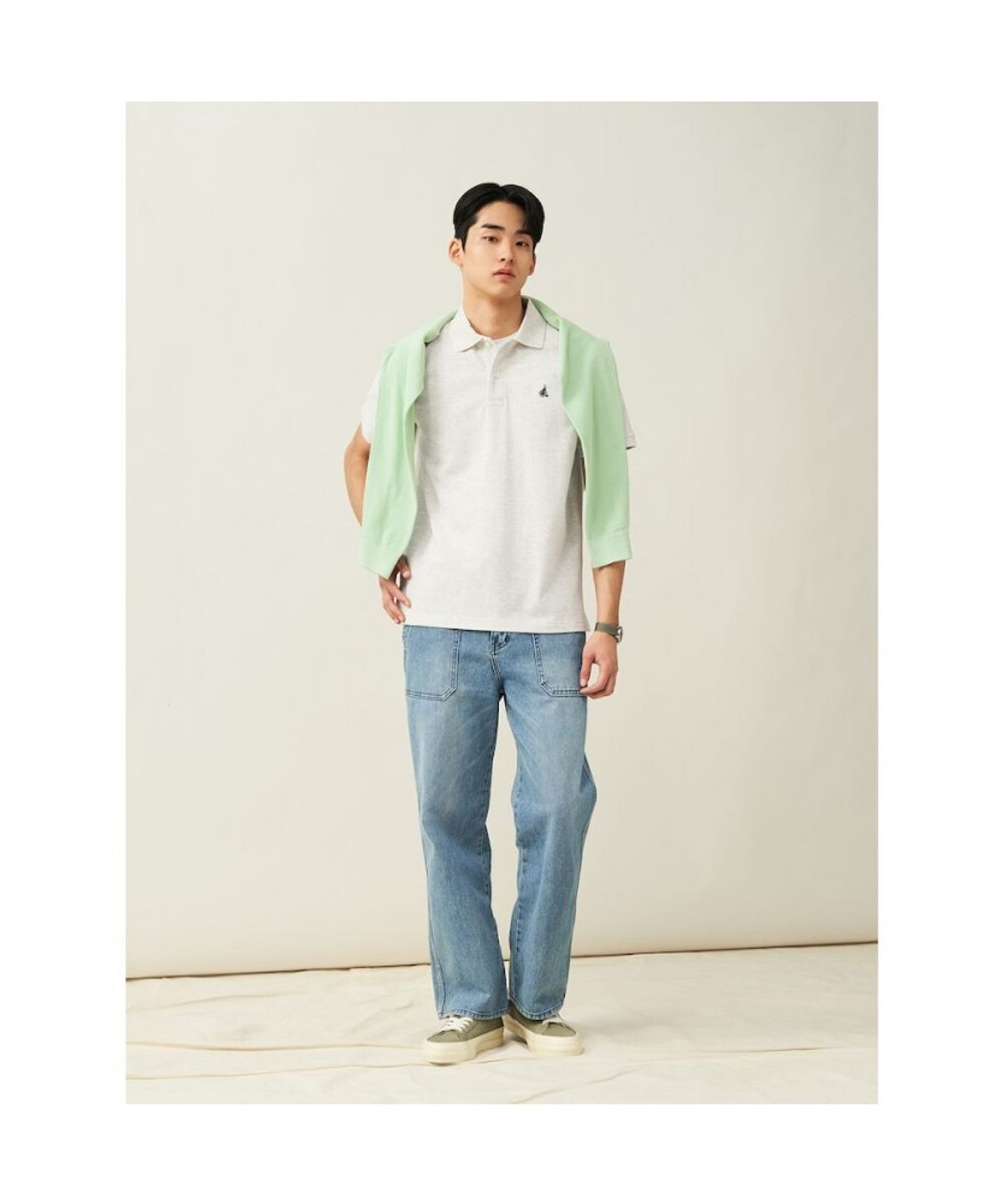 빈폴 멘(BEANPOLE MEN) [Essential] 남녀공용 수피마 코튼 피케 티셔츠  아이보리 (BC5242E110)