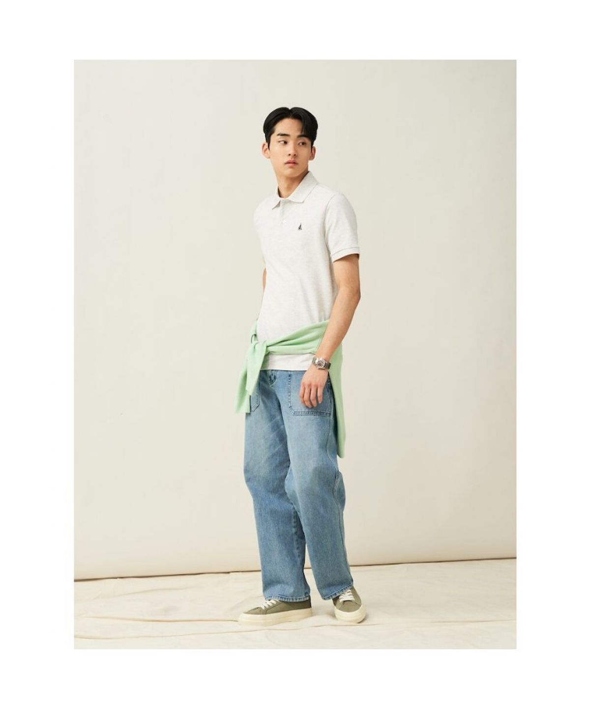빈폴 멘(BEANPOLE MEN) [Essential] 남녀공용 수피마 코튼 피케 티셔츠  아이보리 (BC5242E110)