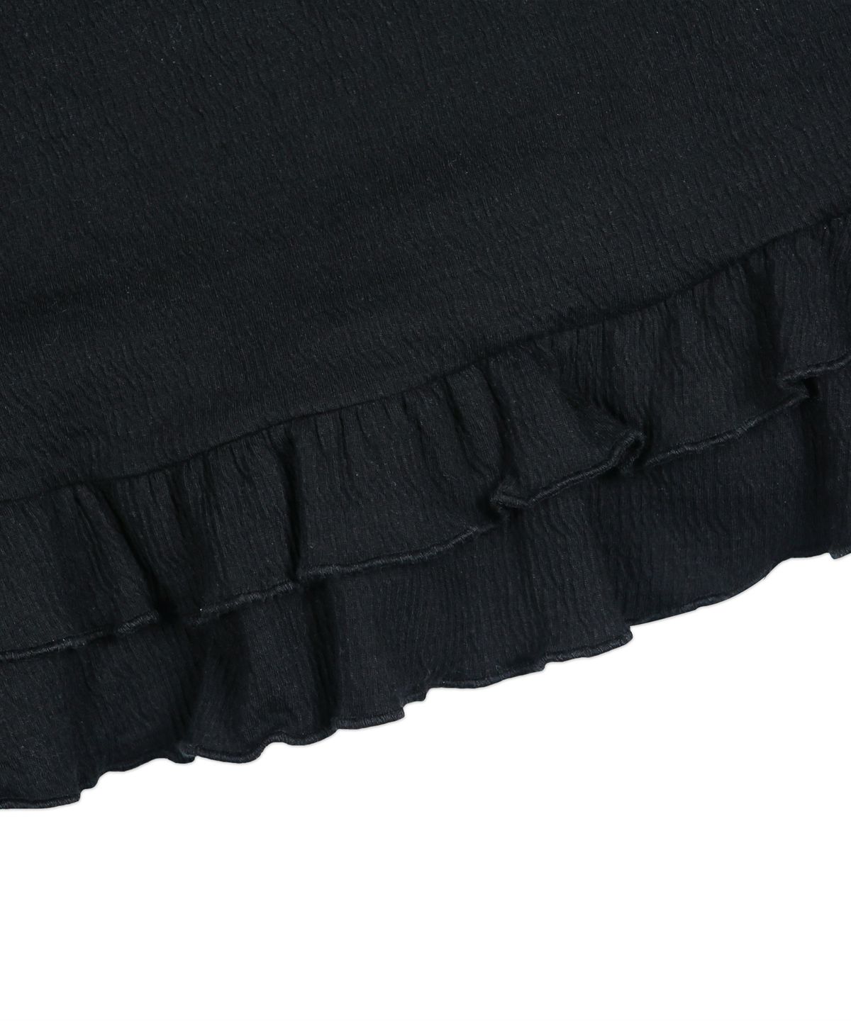 루나키후(RuNaKi'Hu') WXT047 프릴 레이어드 스퀘어넥 숏슬리브 (BLACK)