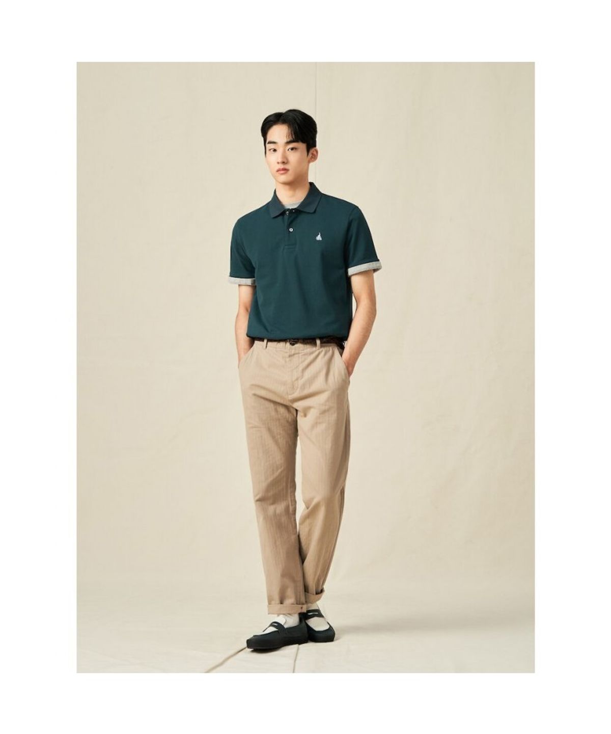 빈폴 멘(BEANPOLE MEN) [Essential] 남녀공용 수피마 코튼 피케 티셔츠  그린 (BC5242E11M)