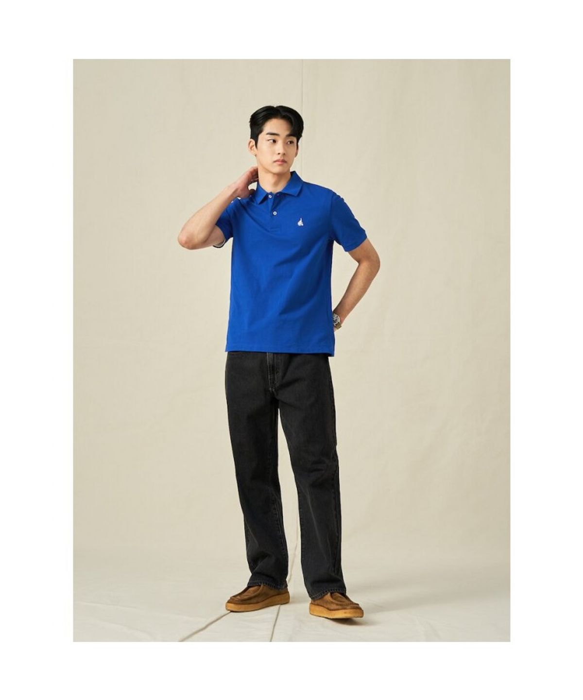 빈폴 멘(BEANPOLE MEN) [Essential] 남녀공용 수피마 코튼 피케 티셔츠  로열 블루