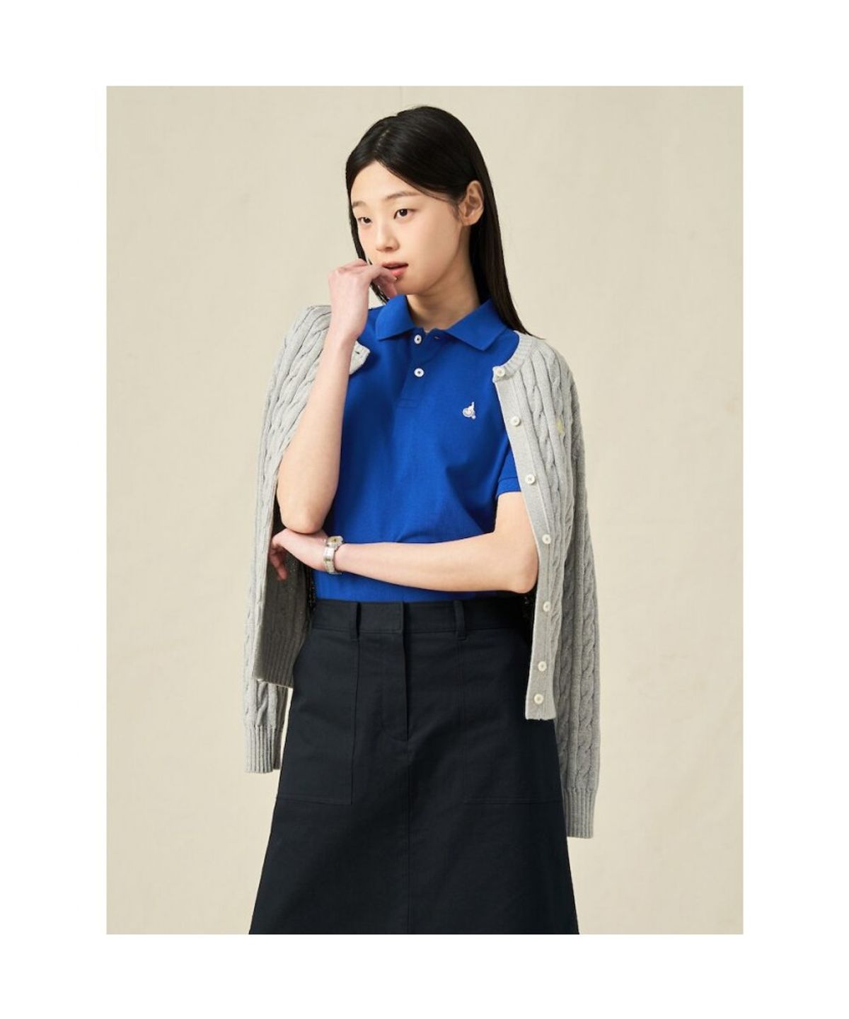 빈폴 멘(BEANPOLE MEN) [Essential] 남녀공용 수피마 코튼 피케 티셔츠  로열 블루