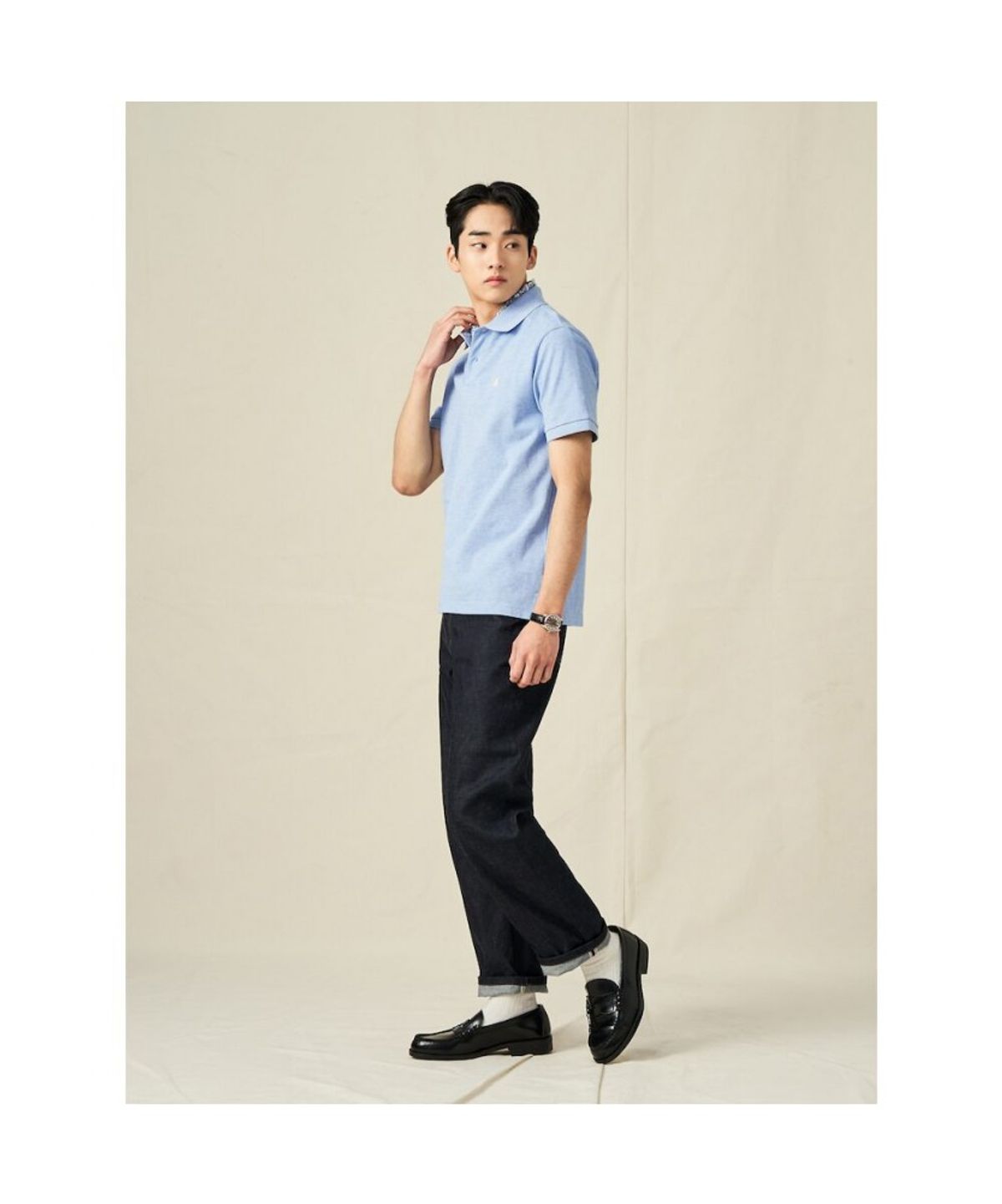 빈폴 멘(BEANPOLE MEN) [Essential] 남녀공용 수피마 코튼 피케 티셔츠  스카이 블루 (BC5242E11Q)
