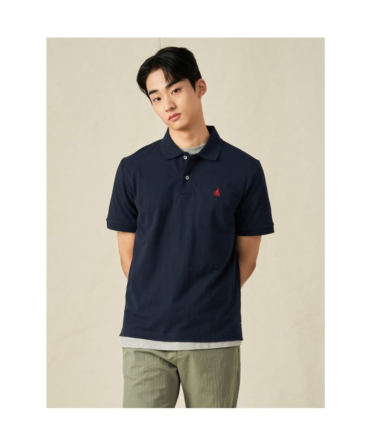 빈폴 멘(BEANPOLE MEN) [Essential] 남녀공용 수피마 코튼 피케 티셔츠  네이비 (BC5242E11R)