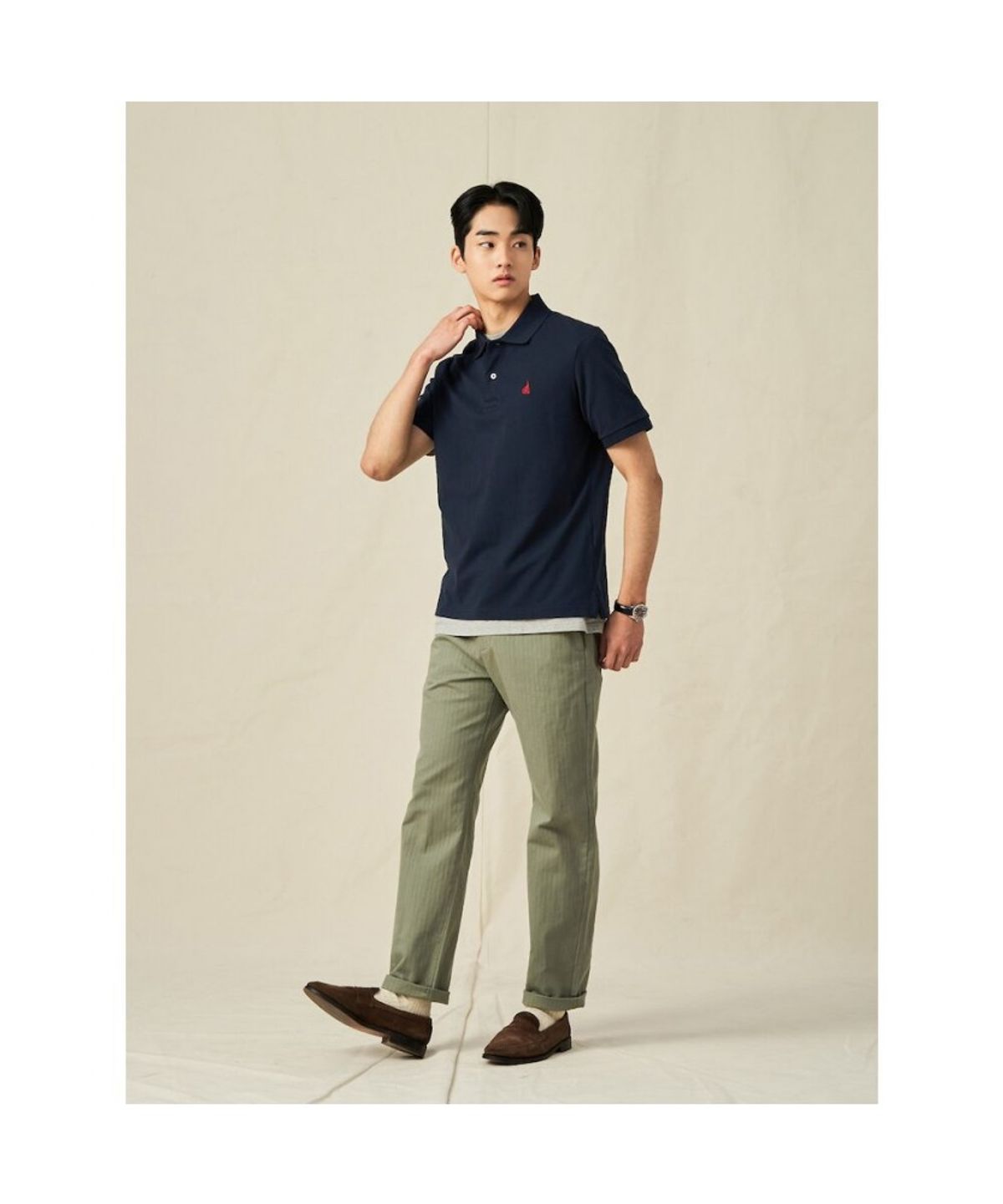 빈폴 멘(BEANPOLE MEN) [Essential] 남녀공용 수피마 코튼 피케 티셔츠  네이비 (BC5242E11R)