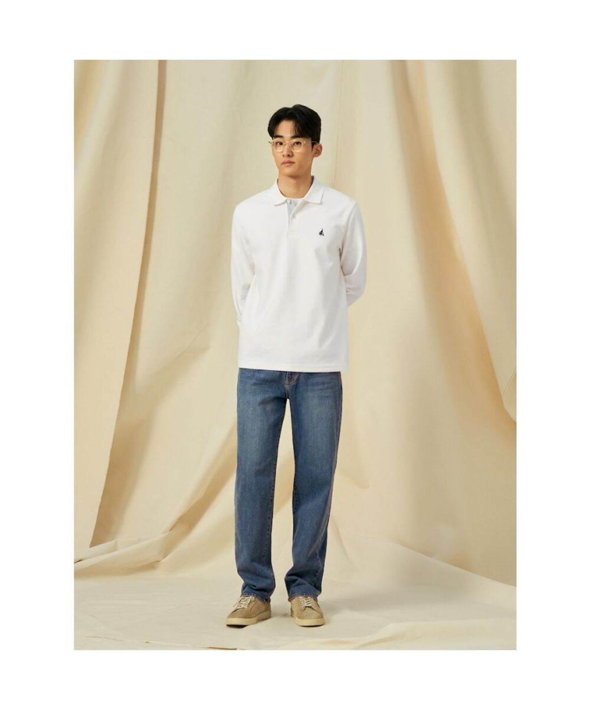 빈폴 멘(BEANPOLE MEN) 미니와플 칼라넥 티셔츠  아이보리 (BC5141C120)