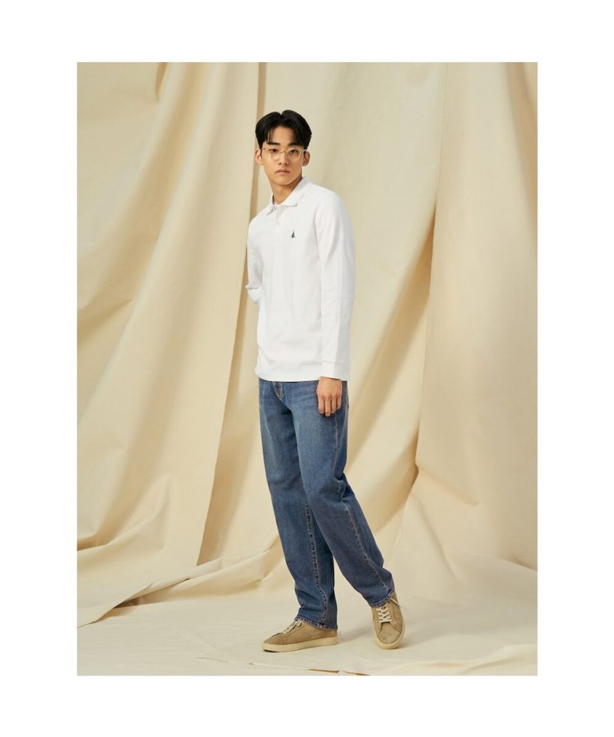 빈폴 멘(BEANPOLE MEN) 미니와플 칼라넥 티셔츠  아이보리 (BC5141C120)
