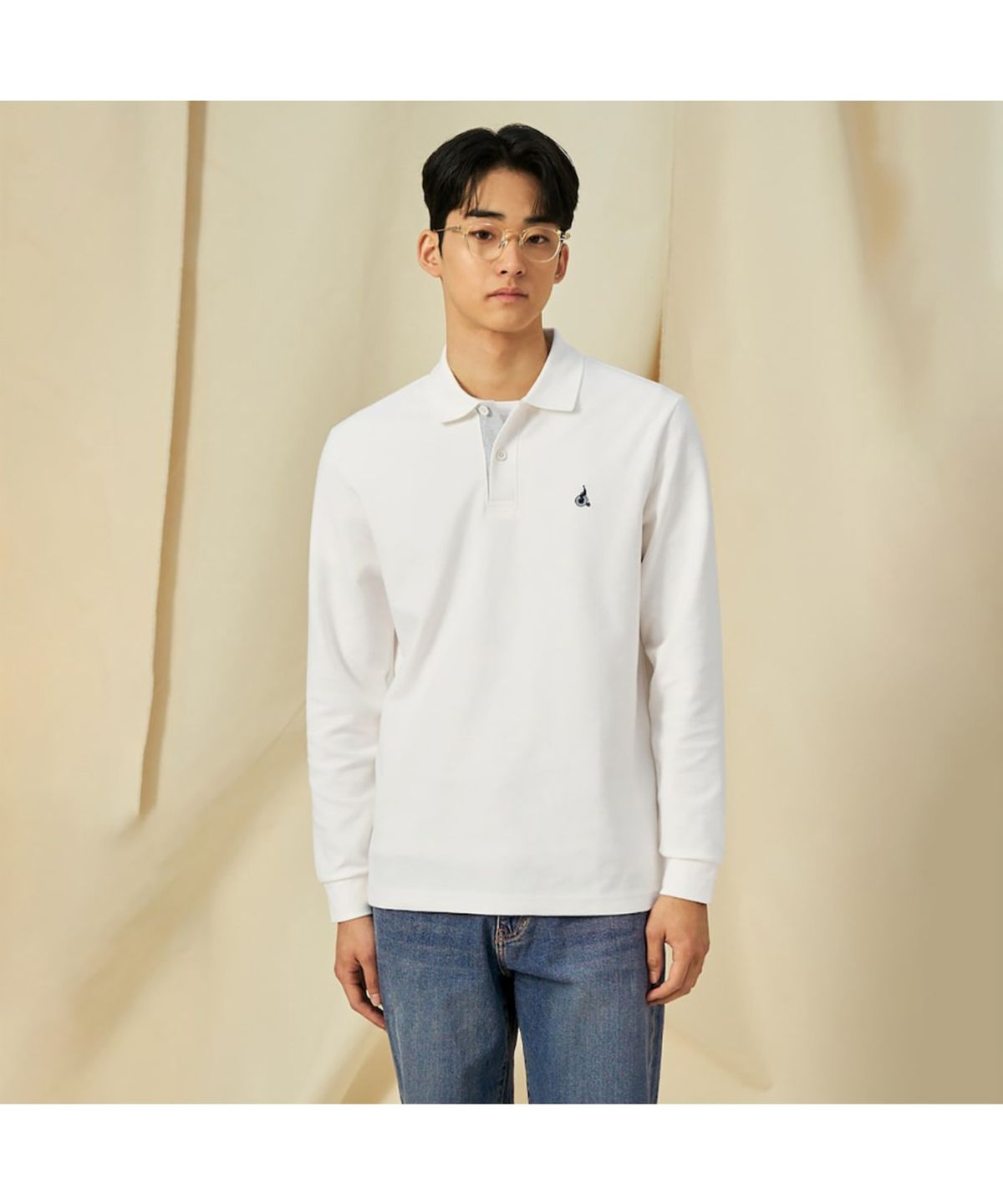 빈폴 멘(BEANPOLE MEN) 미니와플 칼라넥 티셔츠  아이보리 (BC5141C120)