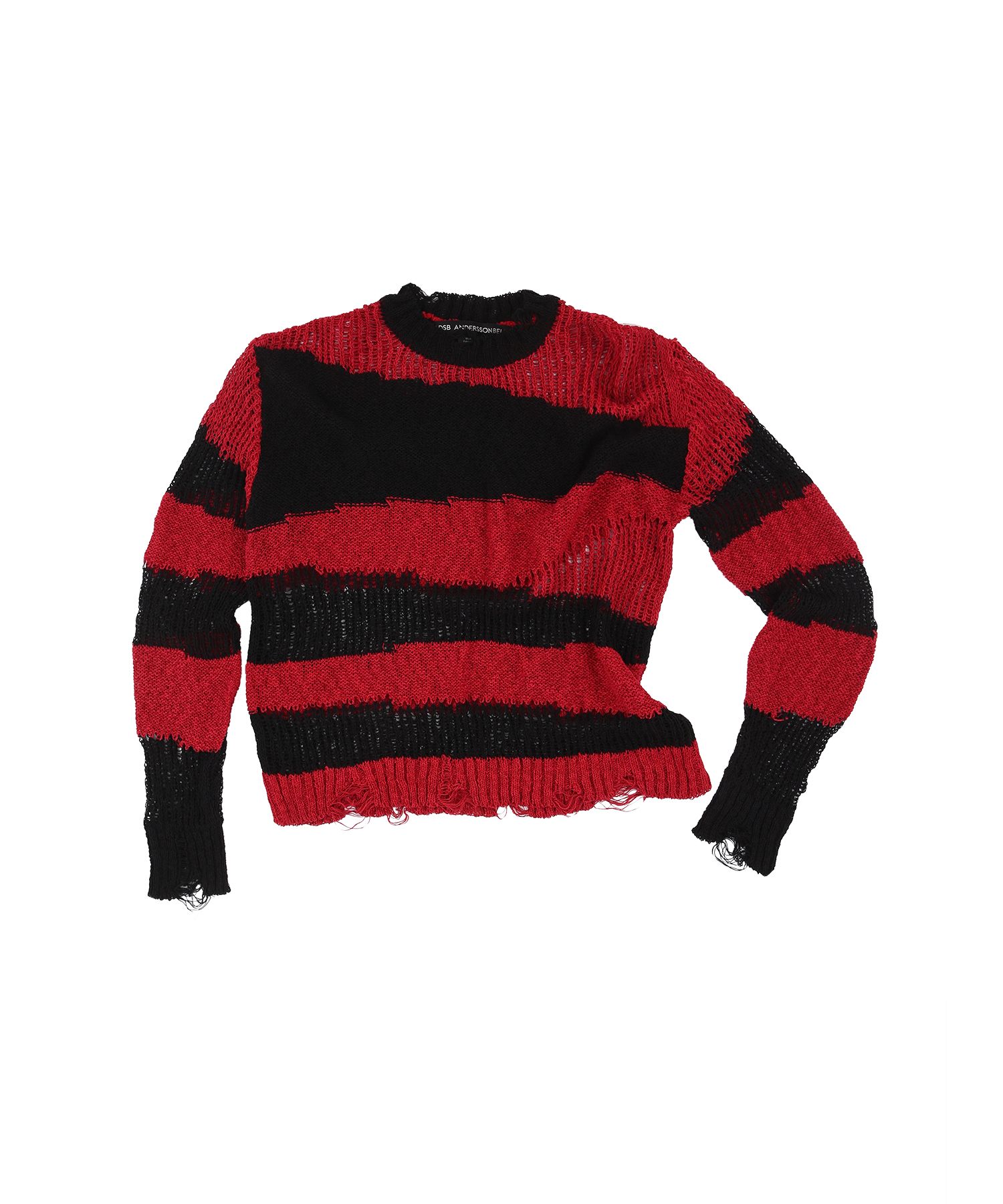 MUSINSA | ANDERSSON BELL Stripe Crewneck Sweater atb1284m (BLACK/RED)