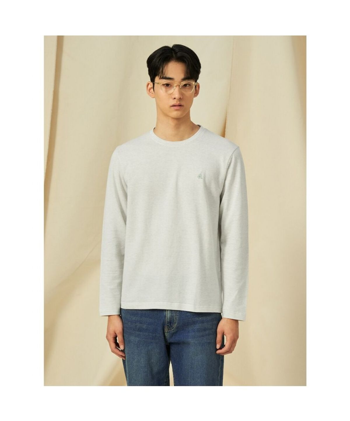 빈폴 멘(BEANPOLE MEN) 미니 스트라이프 라운드 티셔츠  라이트 그린 (BC5141C32L)