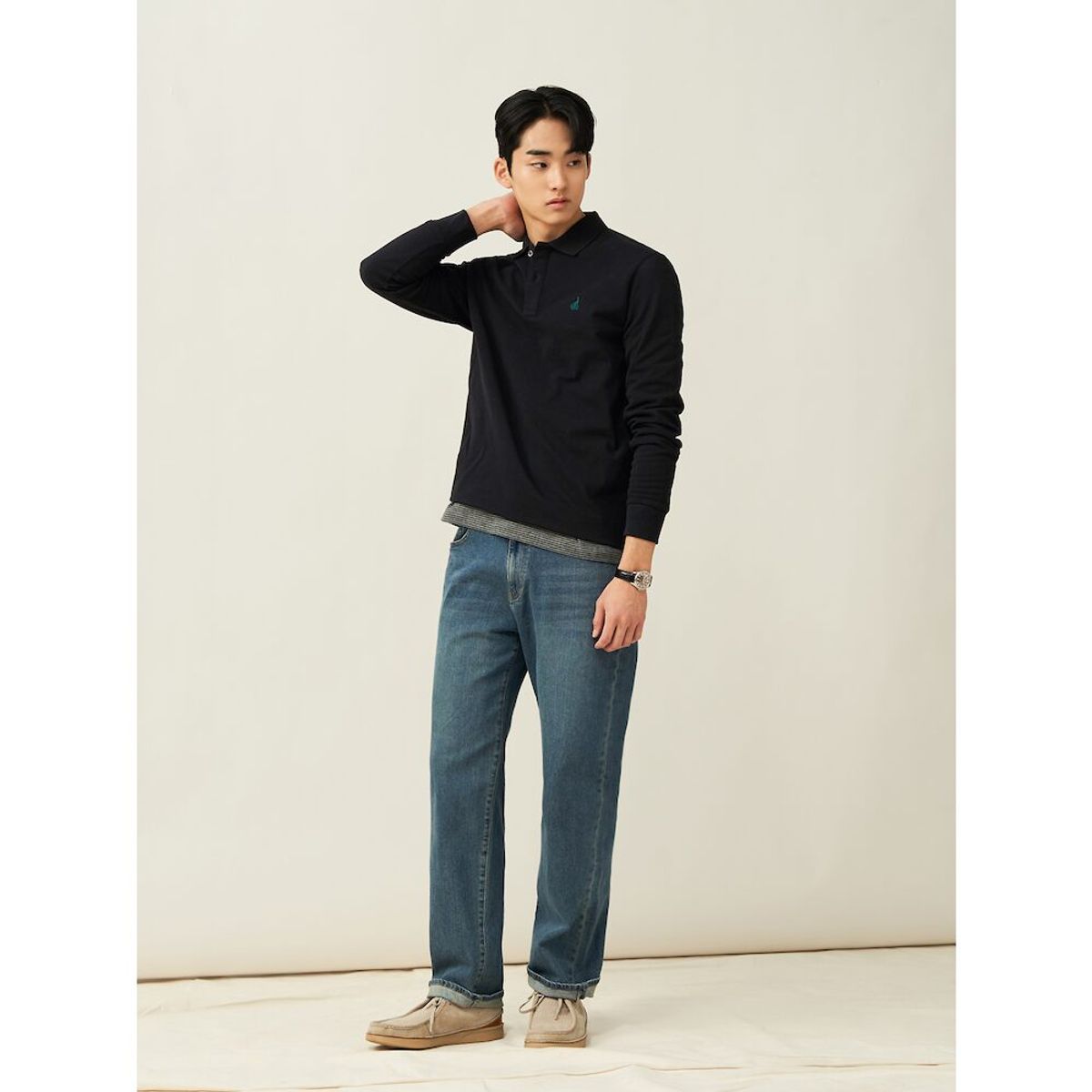 빈폴 멘(BEANPOLE MEN) [Essential] 남녀공용 수피마코튼 피케 티셔츠  블랙 (BC5141E015)