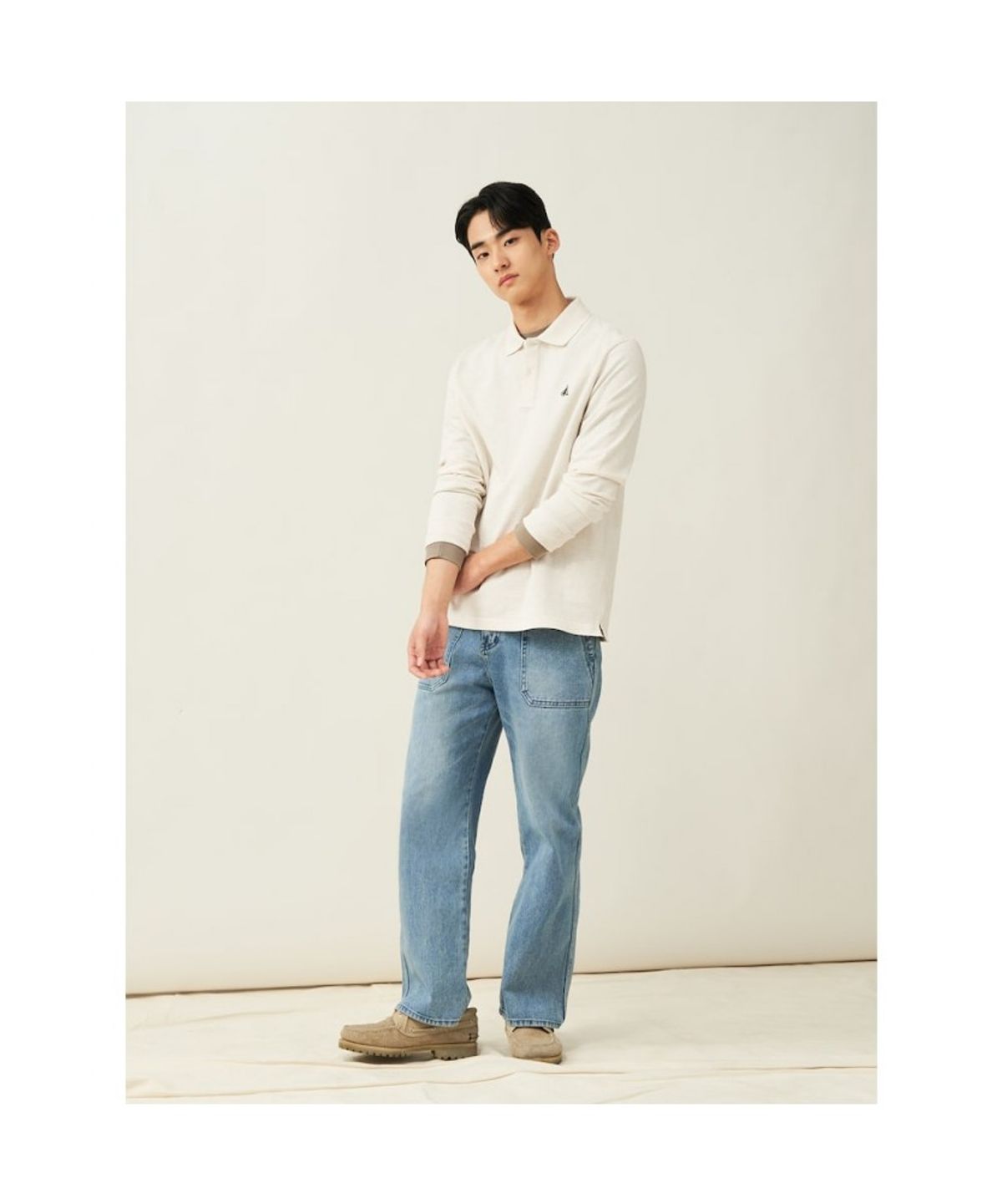 빈폴 멘(BEANPOLE MEN) [Essential] 남녀공용 수피마코튼 피케 티셔츠  베이지