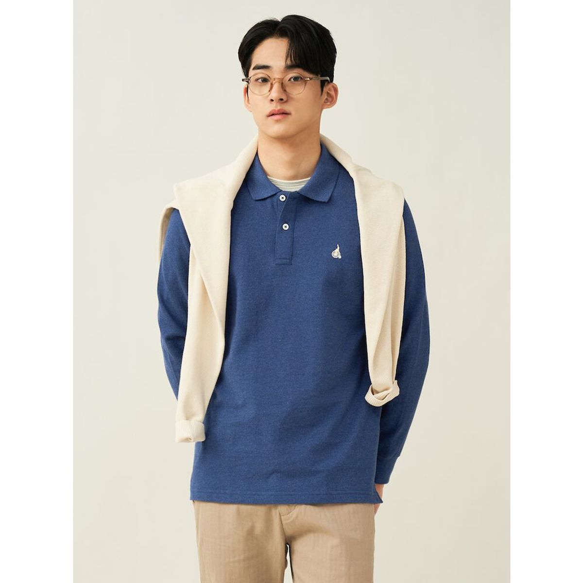 빈폴 멘(BEANPOLE MEN) [Essential] 남녀공용 수피마 코튼 피케 티셔츠  네이비 (BC5141E01R)