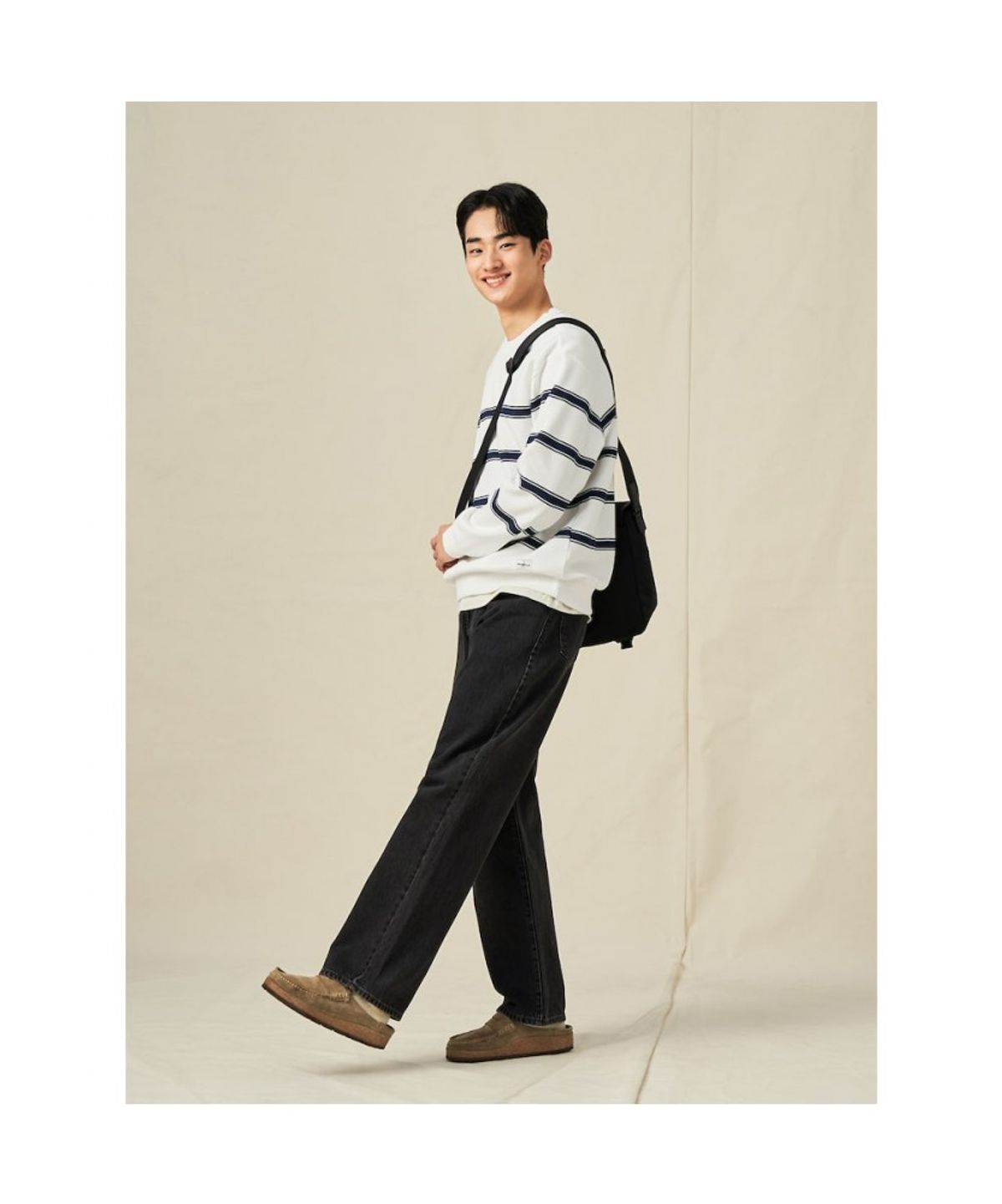 빈폴 멘(BEANPOLE MEN) 스트라이프 스웨트 셔츠  아이보리