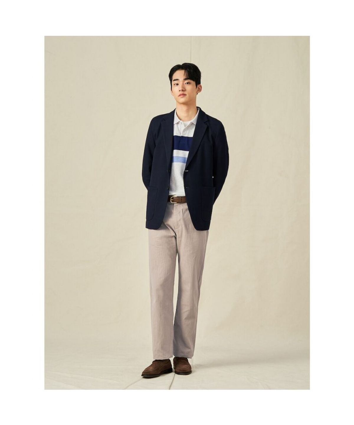 빈폴 멘(BEANPOLE MEN) 피케 컬러블록 칼라넥 티셔츠  라이트 그레이 (BC5141C132)