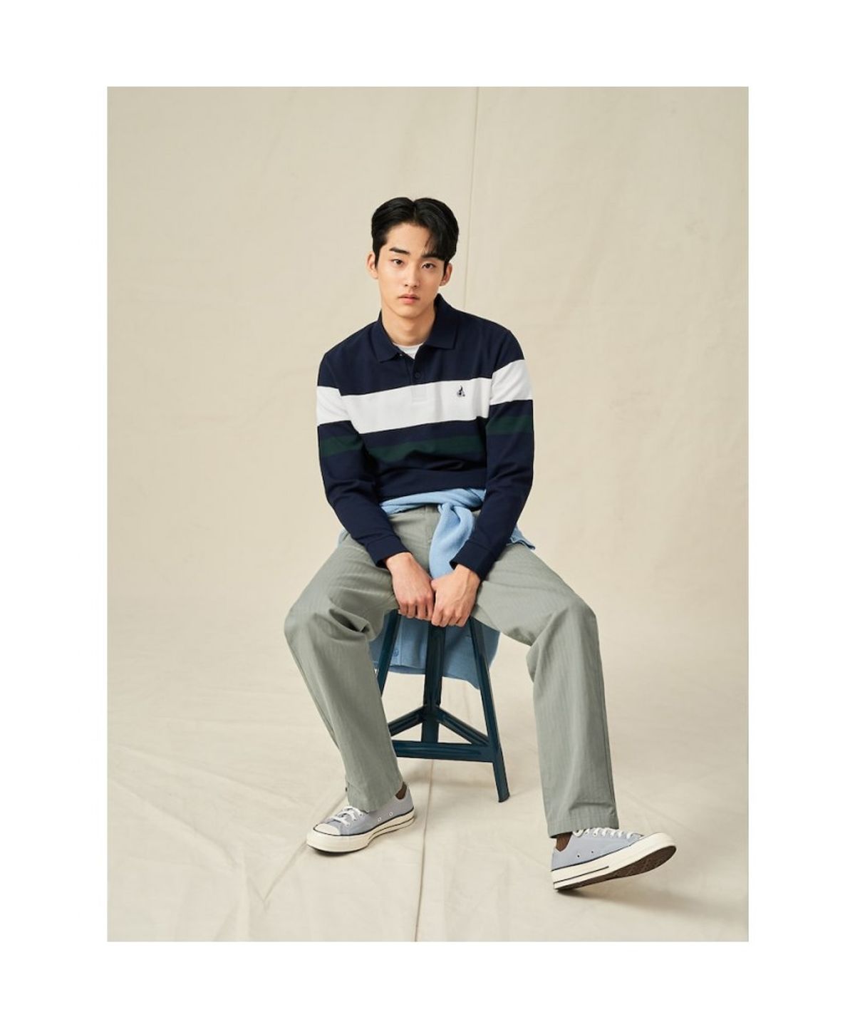 빈폴 멘(BEANPOLE MEN) 피케 컬러블록 칼라넥 티셔츠  네이비
