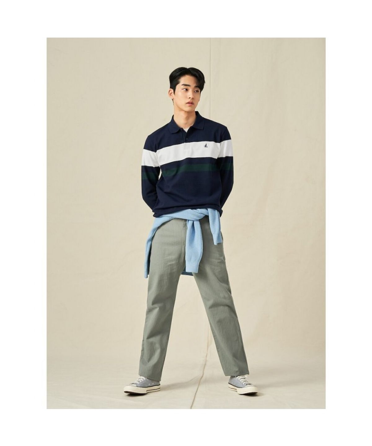 빈폴 멘(BEANPOLE MEN) 피케 컬러블록 칼라넥 티셔츠  네이비