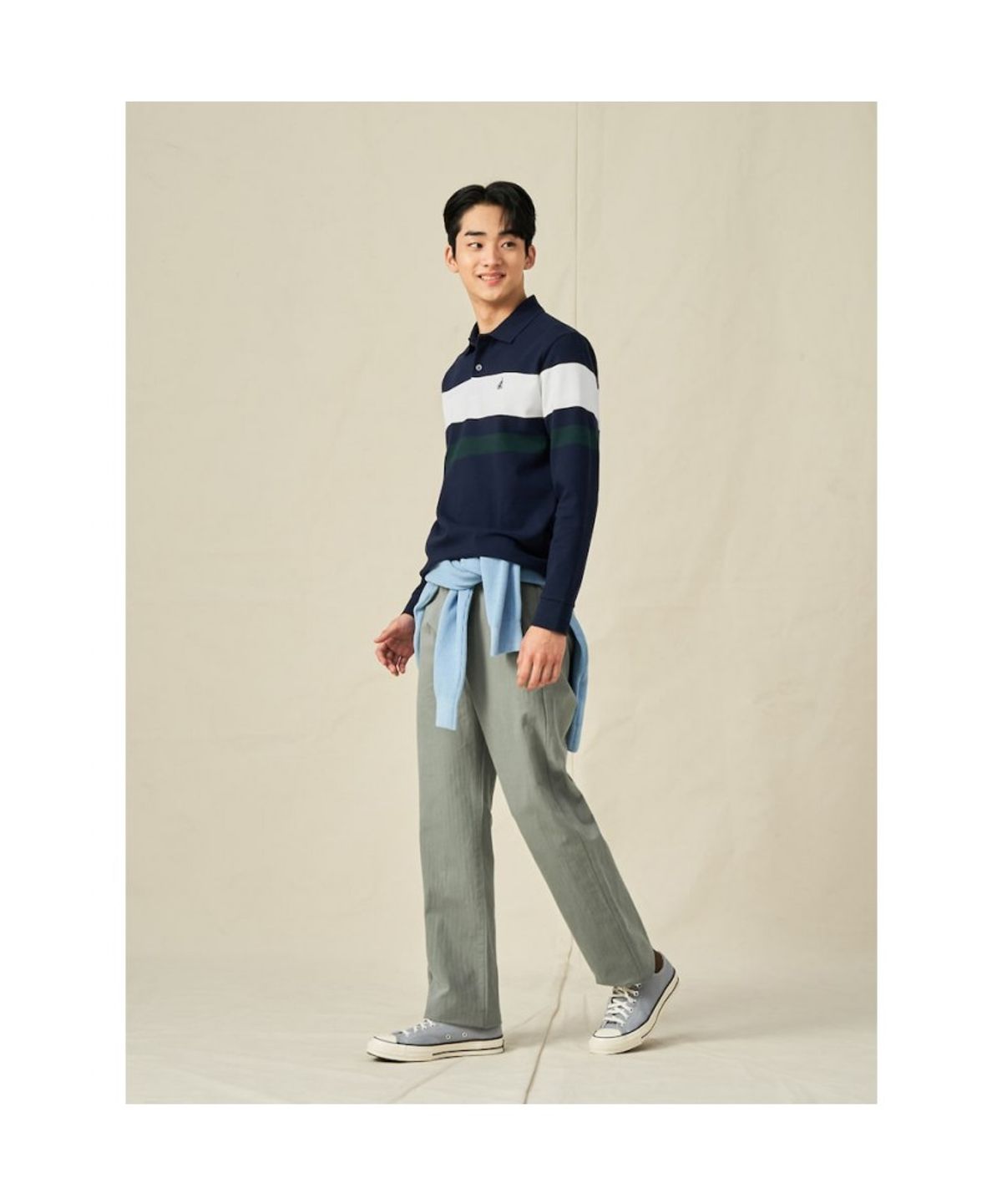 빈폴 멘(BEANPOLE MEN) 피케 컬러블록 칼라넥 티셔츠  네이비