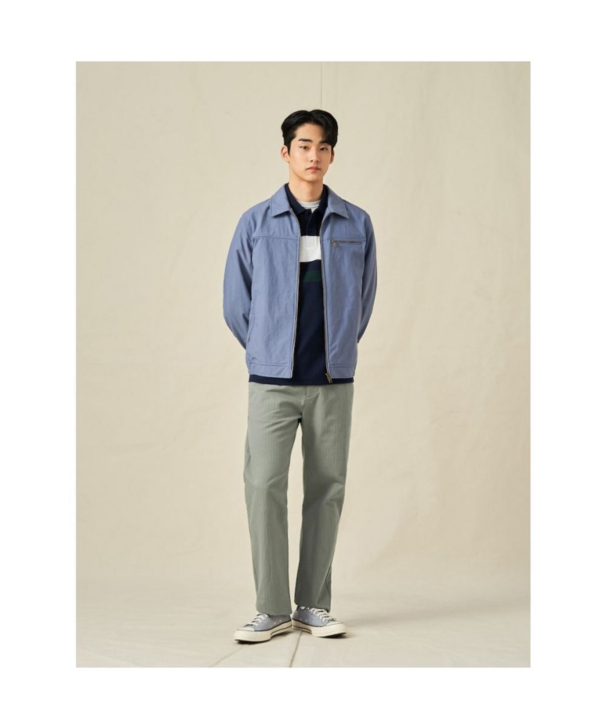 빈폴 멘(BEANPOLE MEN) 피케 컬러블록 칼라넥 티셔츠  네이비