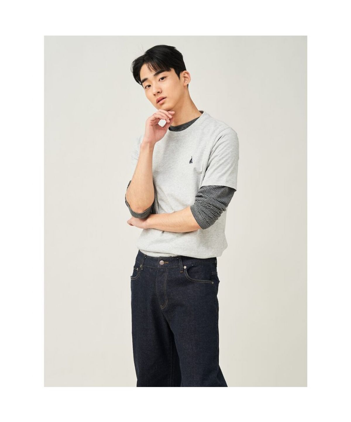 빈폴 멘(BEANPOLE MEN) [Essential] 수피마 코튼 라운드넥 티셔츠  라이트 그레이 (BC5242E122)