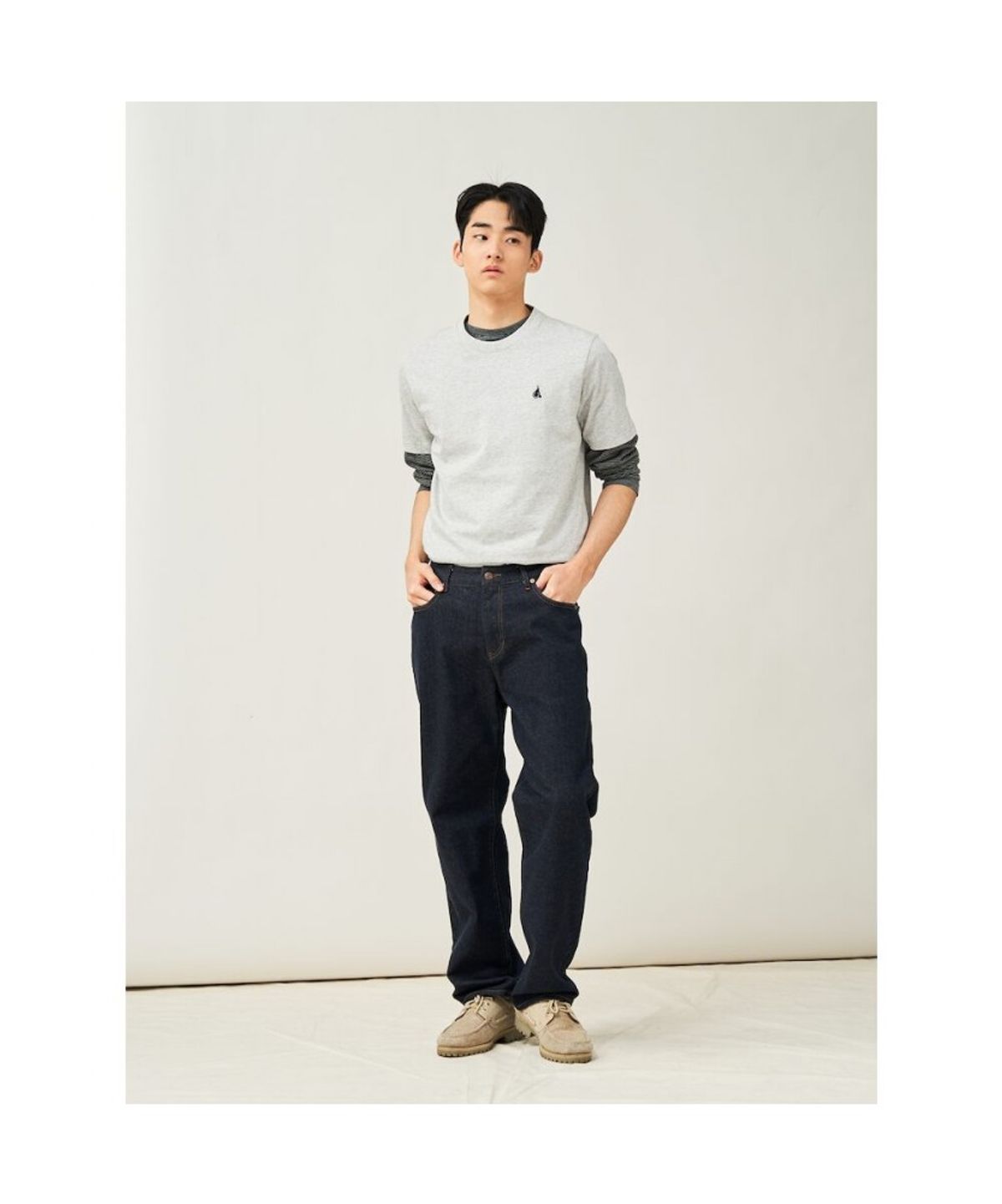 빈폴 멘(BEANPOLE MEN) [Essential] 수피마 코튼 라운드넥 티셔츠  라이트 그레이 (BC5242E122)