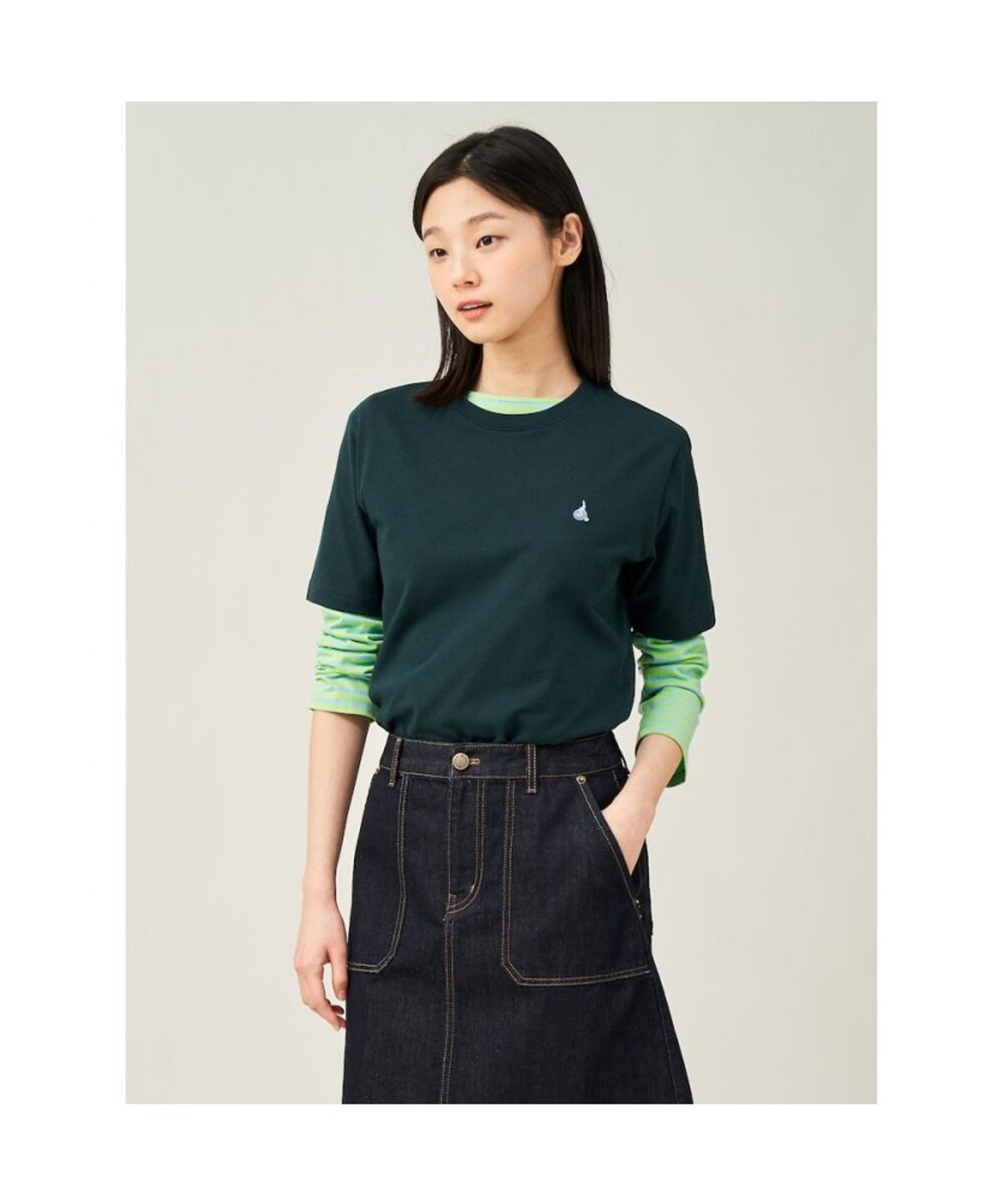 빈폴 멘(BEANPOLE MEN) [Essential] 수피마 코튼 라운드넥 티셔츠  그린 (BC5242E12M)