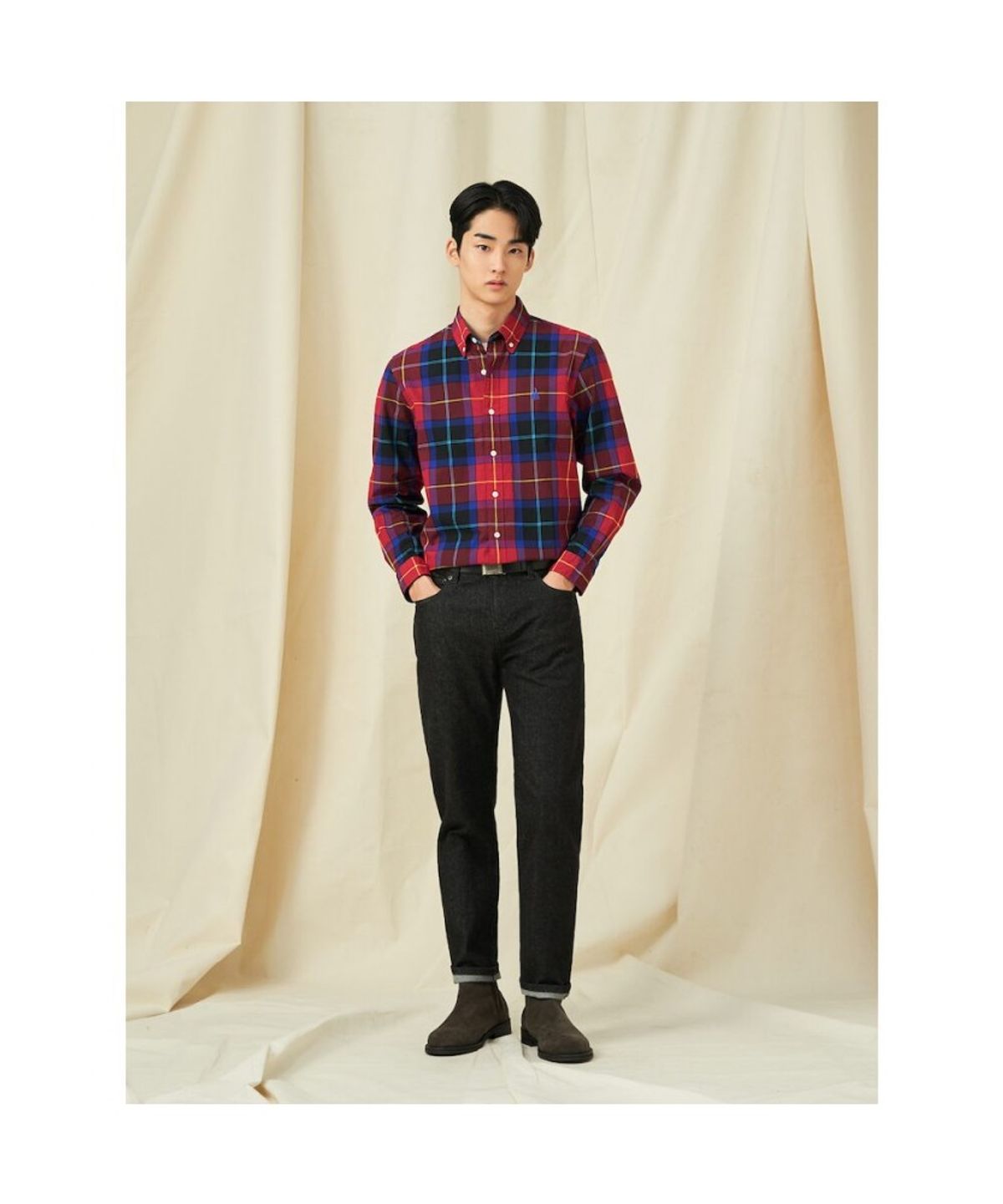 빈폴 멘(BEANPOLE MEN) [Essential] 헤릿 체크 셔츠  레드 (BC5164E066)