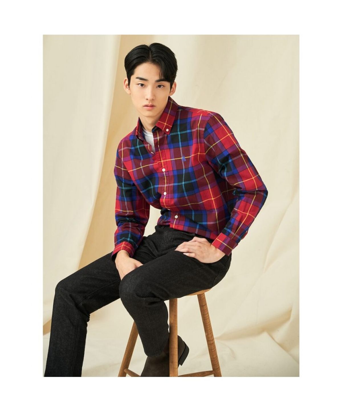 빈폴 멘(BEANPOLE MEN) [Essential] 헤릿 체크 셔츠  레드 (BC5164E066)