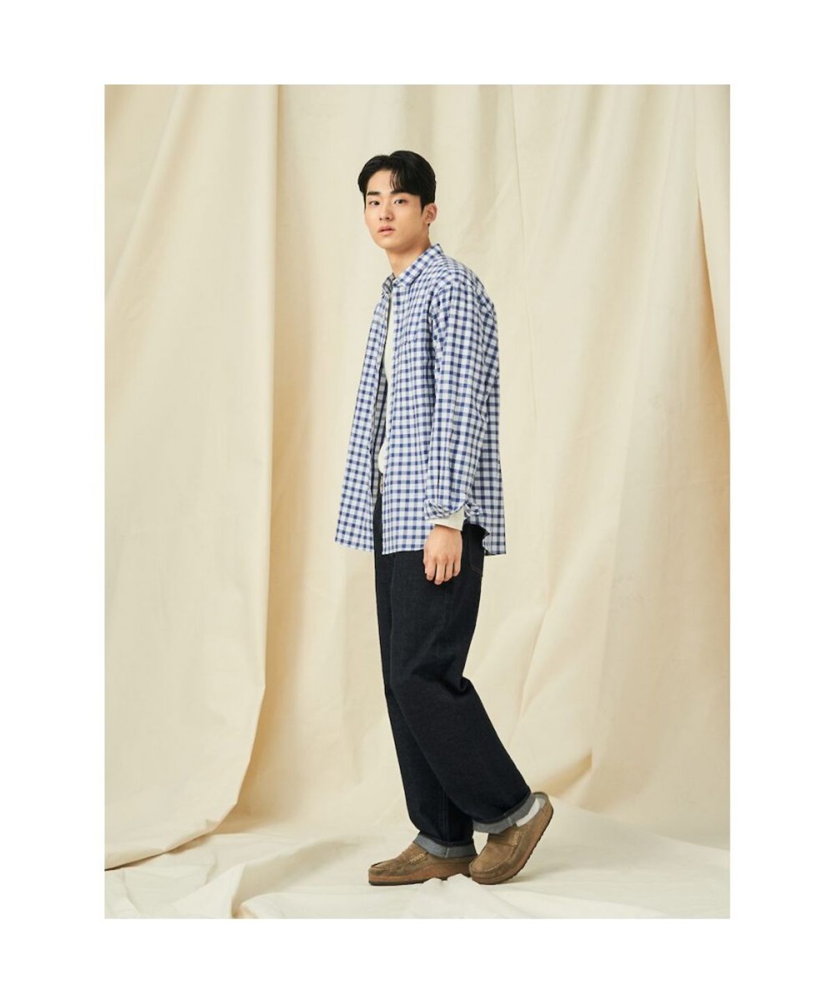 빈폴 멘(BEANPOLE MEN) 멜란지 체크 셔츠  네이비 (BC5164C31R)