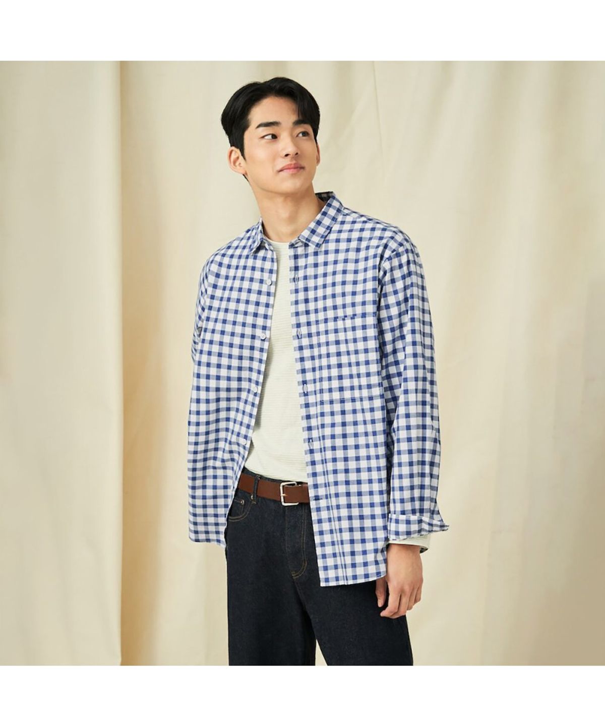 빈폴 멘(BEANPOLE MEN) 멜란지 체크 셔츠  네이비 (BC5164C31R)