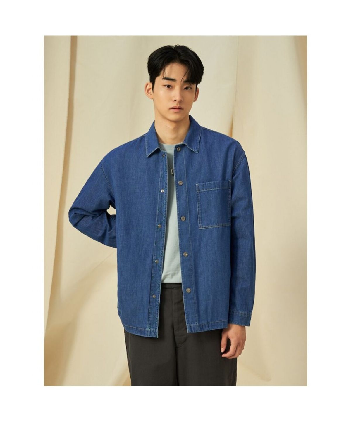 빈폴 멘(BEANPOLE MEN) 아우터형 데님 셔츠  블루 (BC5164C81P)