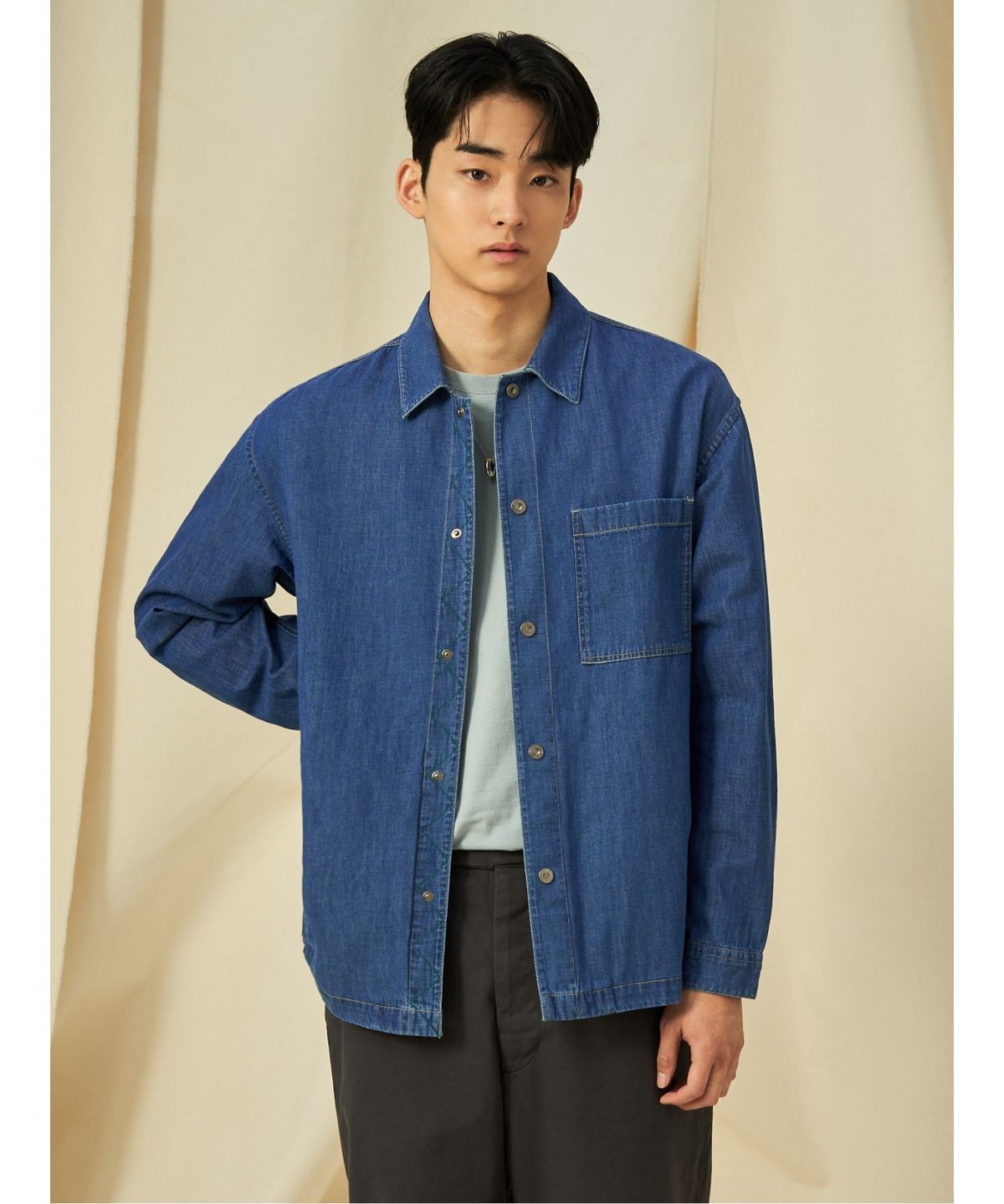 빈폴 멘(BEANPOLE MEN) 아우터형 데님 셔츠  블루 (BC5164C81P)