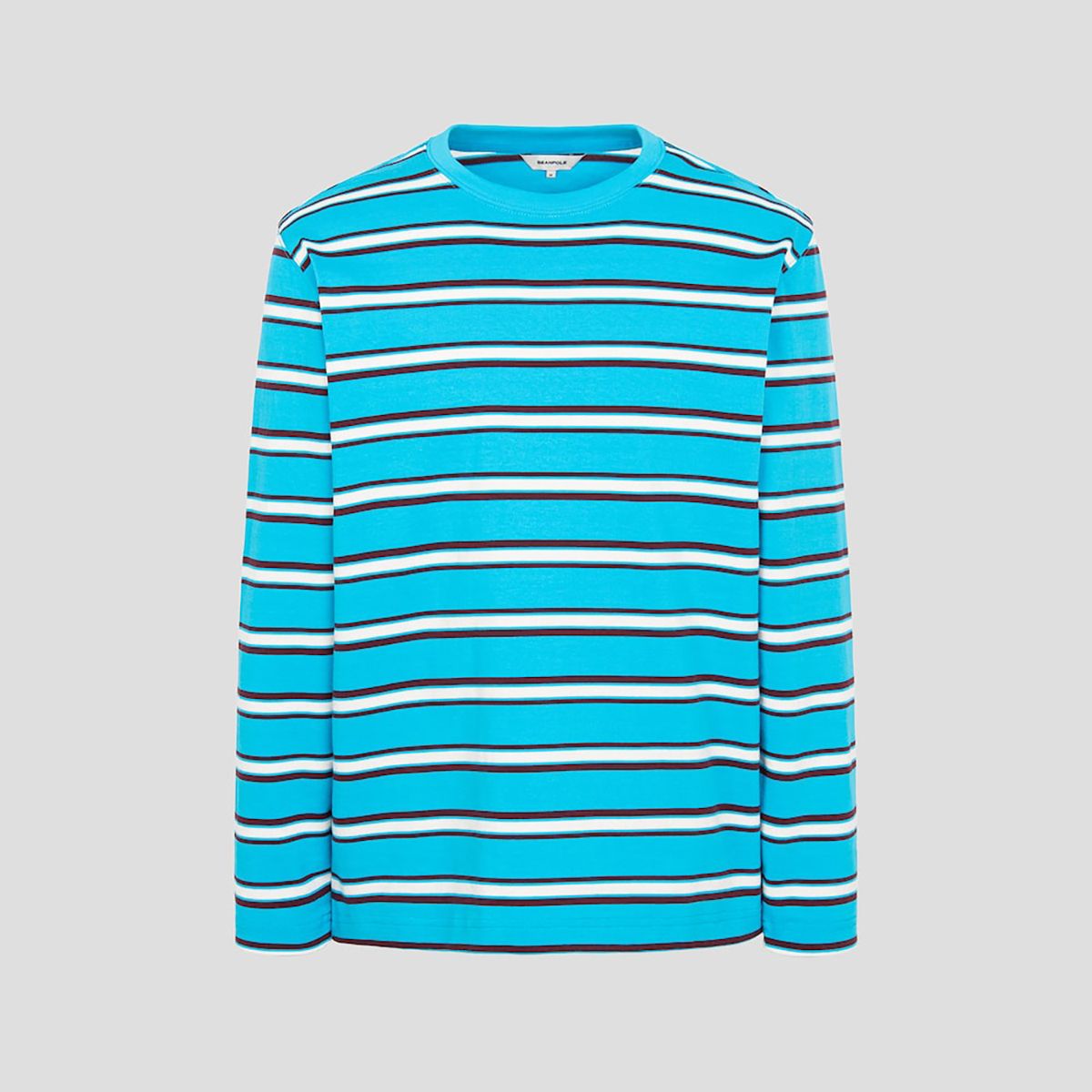 빈폴 멘(BEANPOLE MEN) 스트라이프 라운드 티셔츠  블루
