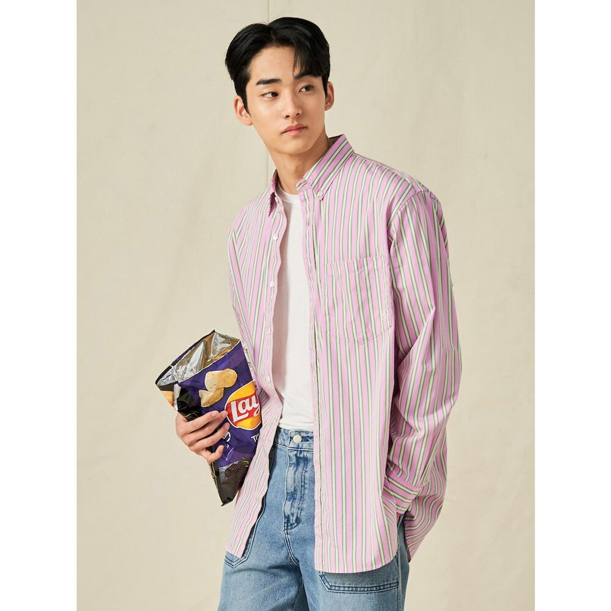 빈폴 멘(BEANPOLE MEN) [Reedition] 멀티 스트라이프 셔츠  핑크