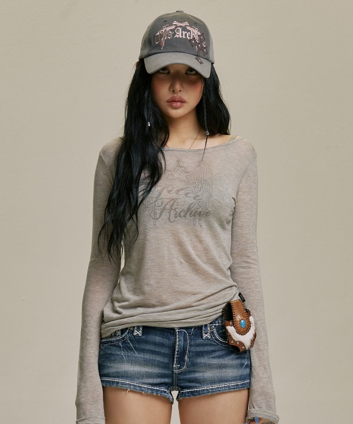 길라아카이브(GILAARCHIVE) STAR WING SHEER LONG SLEEVE_GY
