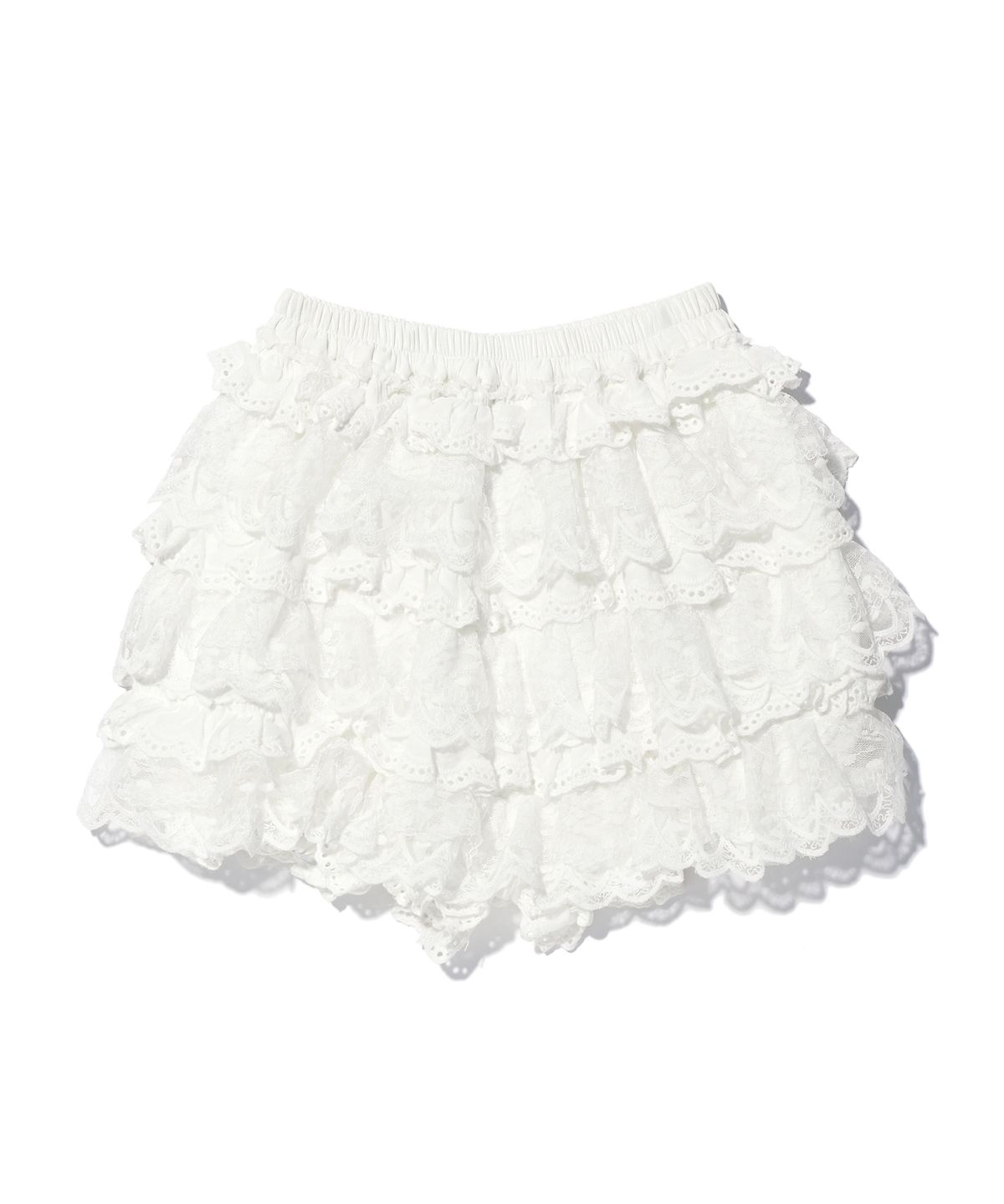 유희(YOUHEE) LACE BALLOON SKIRT SHORTS WHITE