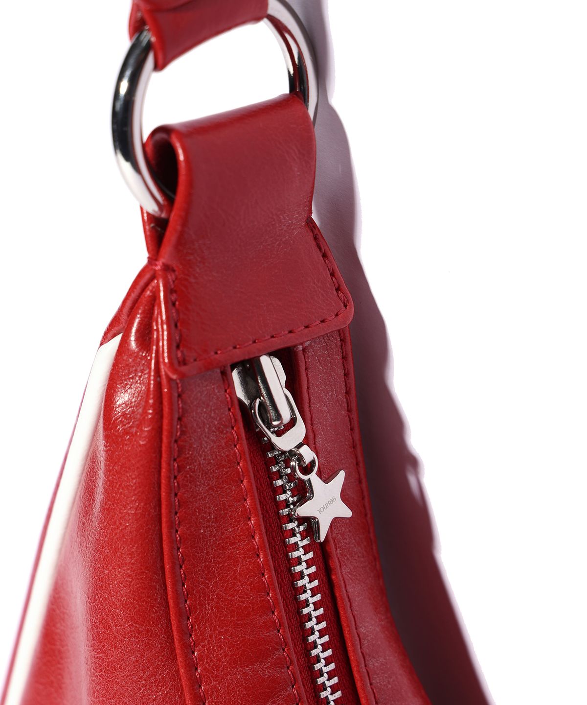 유희(YOUHEE) STAR LEATHER HOBO BAG RED