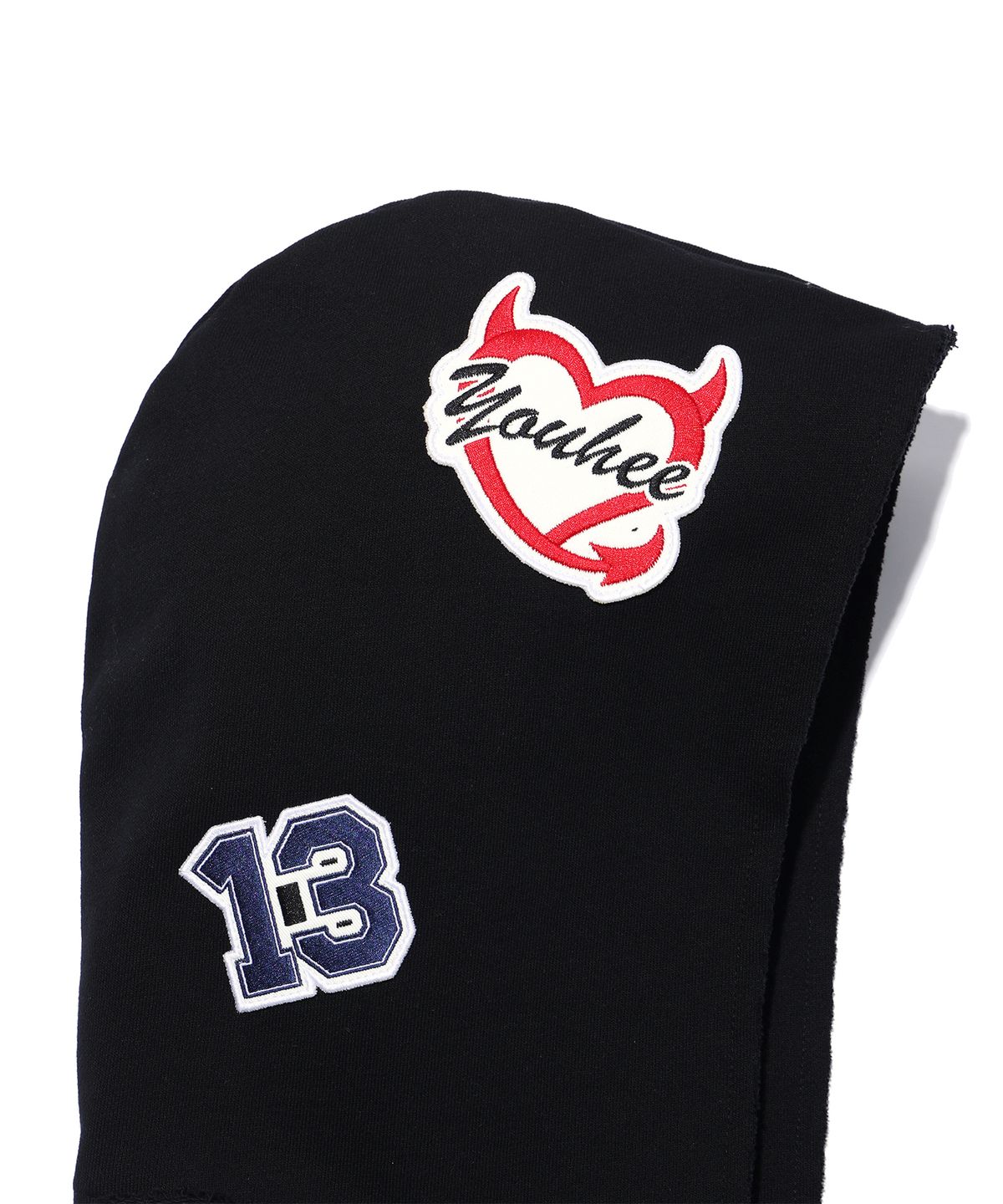 유희(YOUHEE) YOUHEE WAPPEN HOOD MUFFLER BLACK