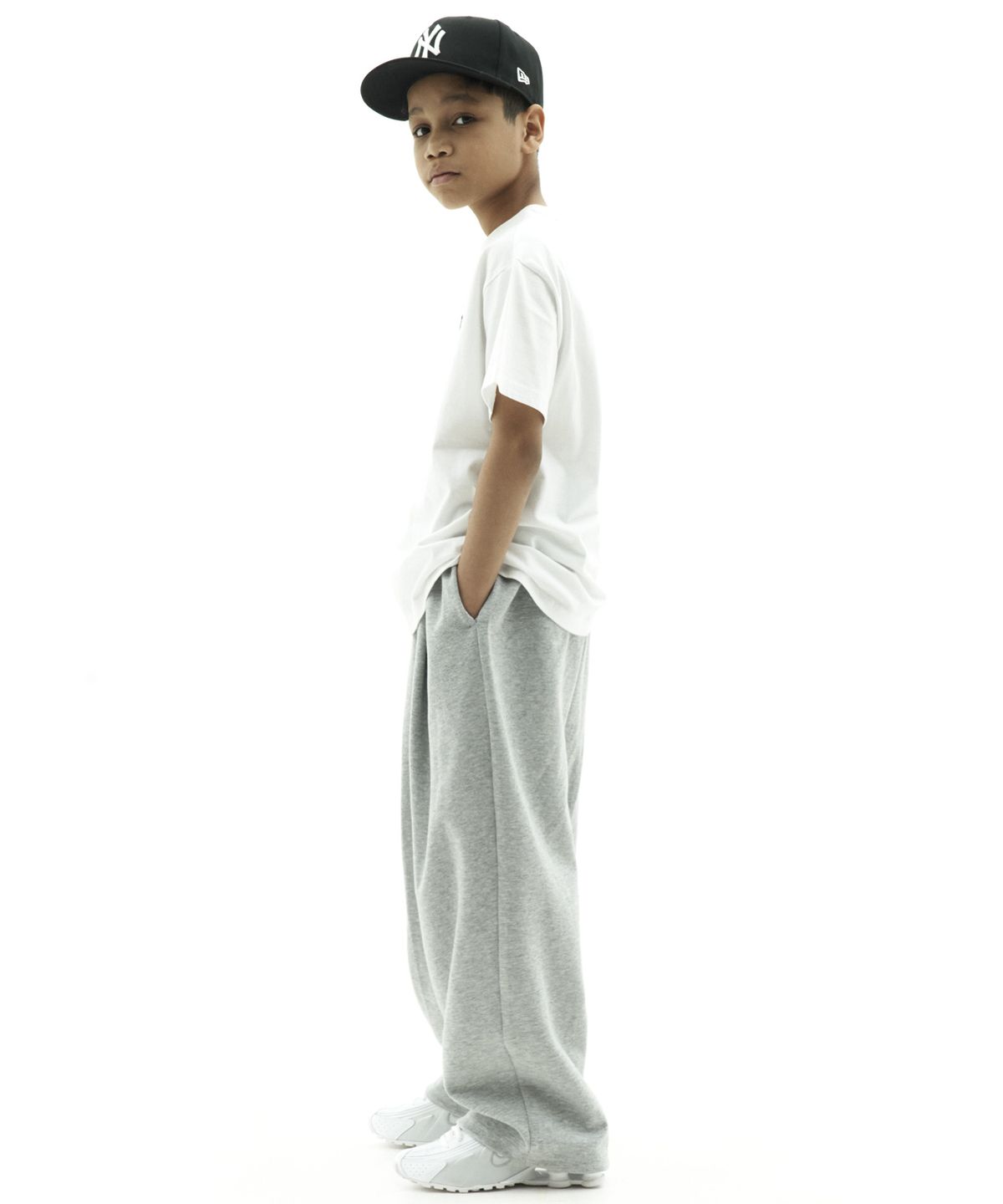 테이크이지 키즈(TAKEASY KIDS) 자이언트핏 원턱 스웻 팬츠 (멜란지그레이)