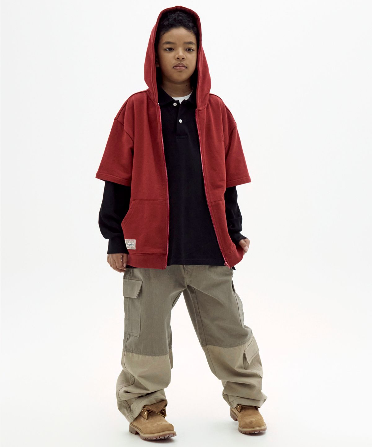 테이크이지 키즈(TAKEASY KIDS) 콤비네이션 립스탑 카고 팬츠 (카키베이지)