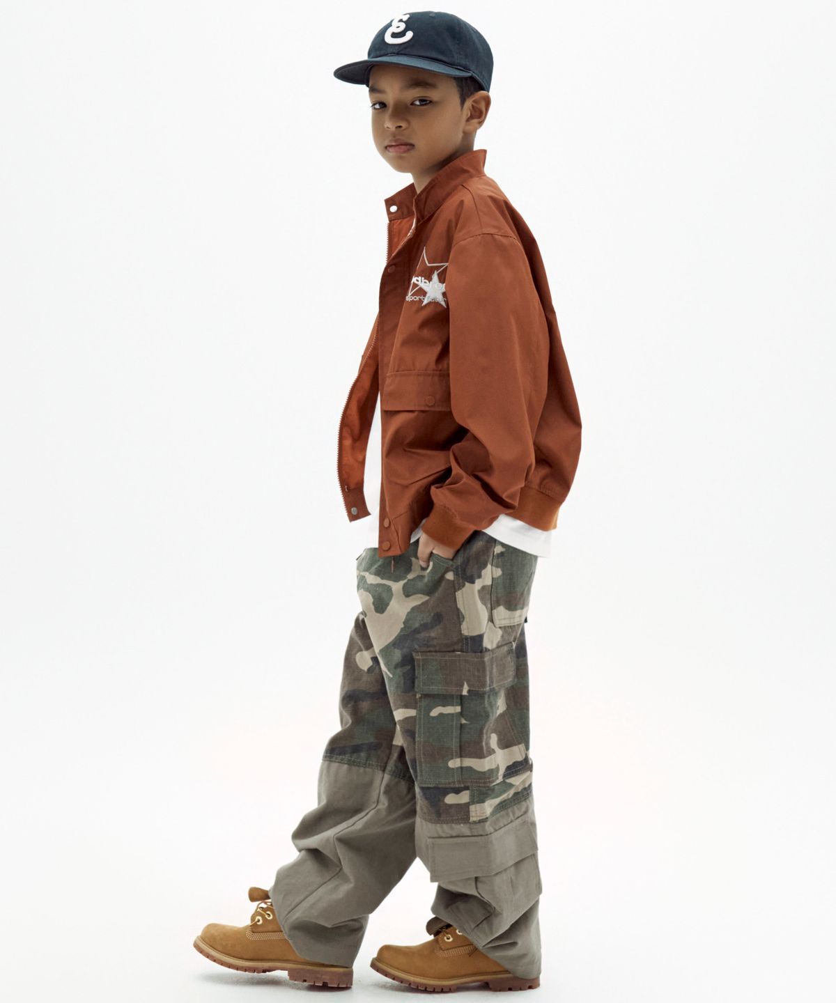 테이크이지 키즈(TAKEASY KIDS) 콤비네이션 립스탑 카고 팬츠 (카모베이지)