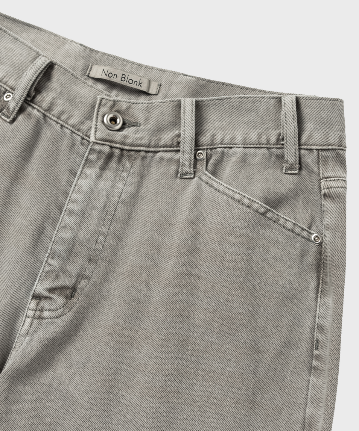 넌블랭크(NONBLANK) 다잉 데님 팬츠_GREYISH KHAKI